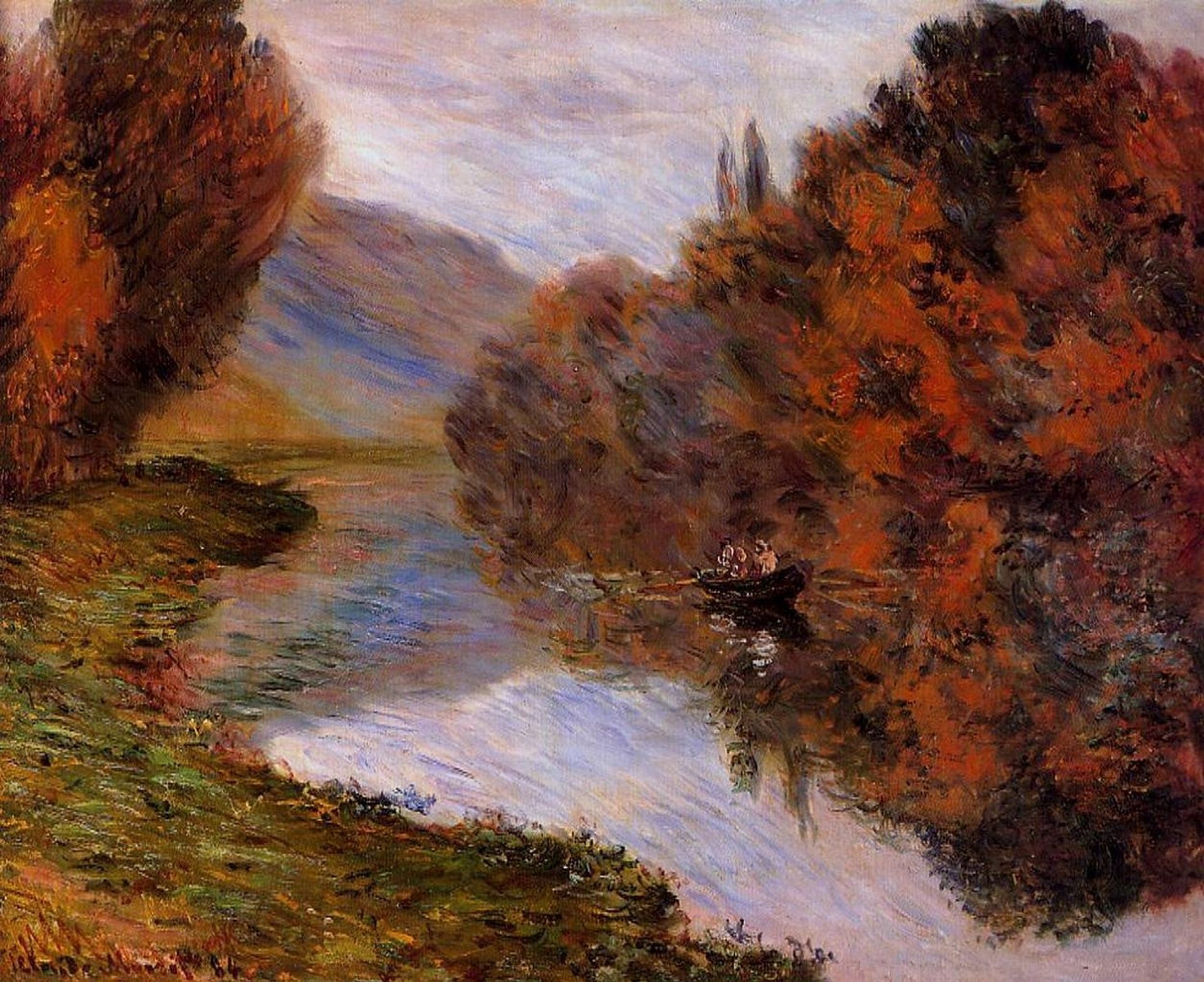 Rowboat on the Seine at Jeufosse by Claude Monet