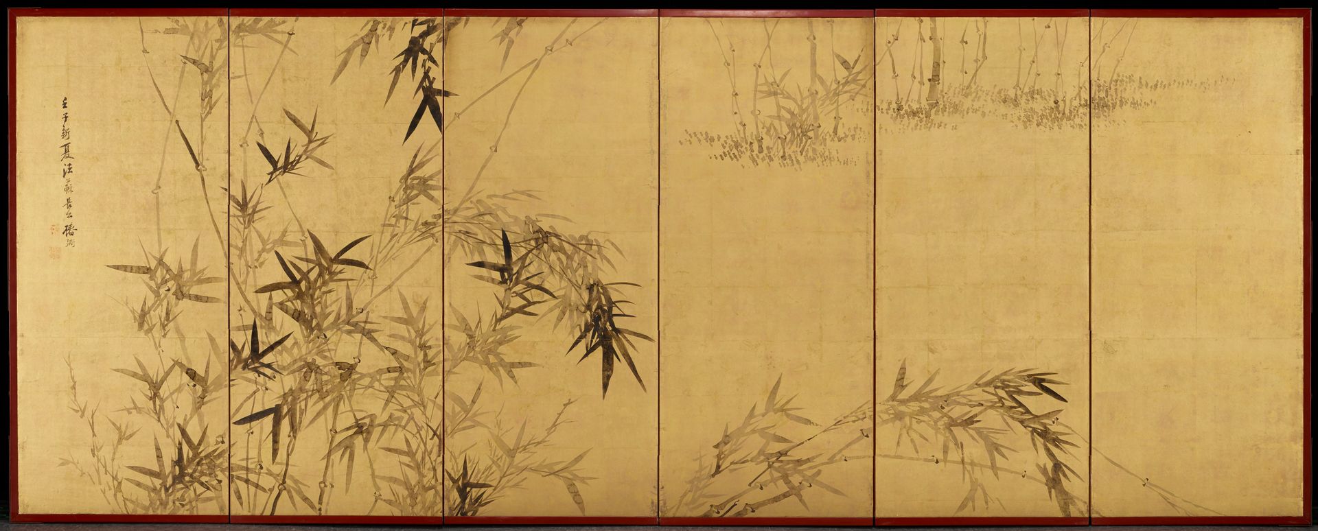 Orchids and Bamboo [left of a pair] by Tsubaki Chinzan 椿椿山