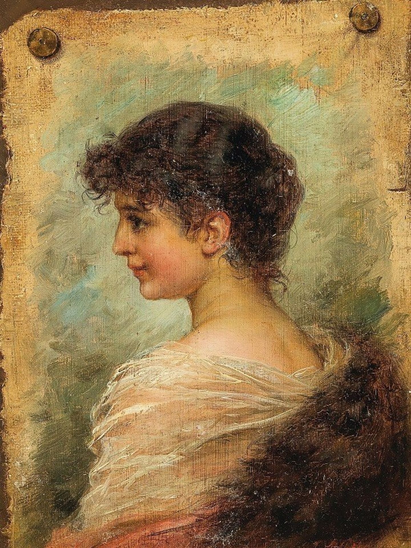 Profile Portrait of a Young Woman by Hans Zatzka