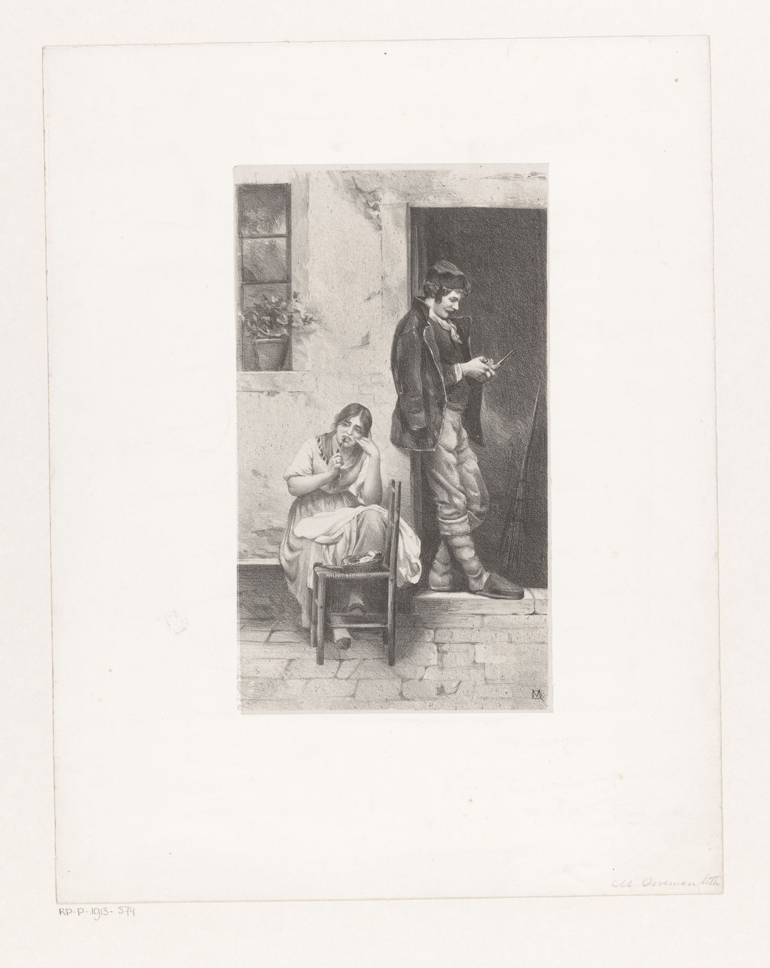Man en vrouw voor een huis by Maria Osseman