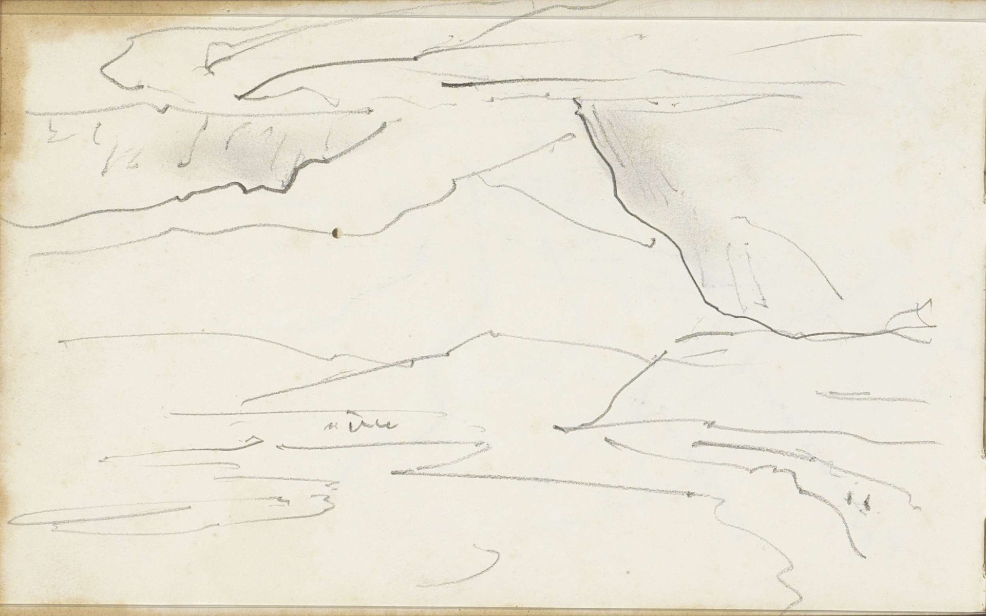 Landschap met bergen aan het water by Johannes Tavenraat