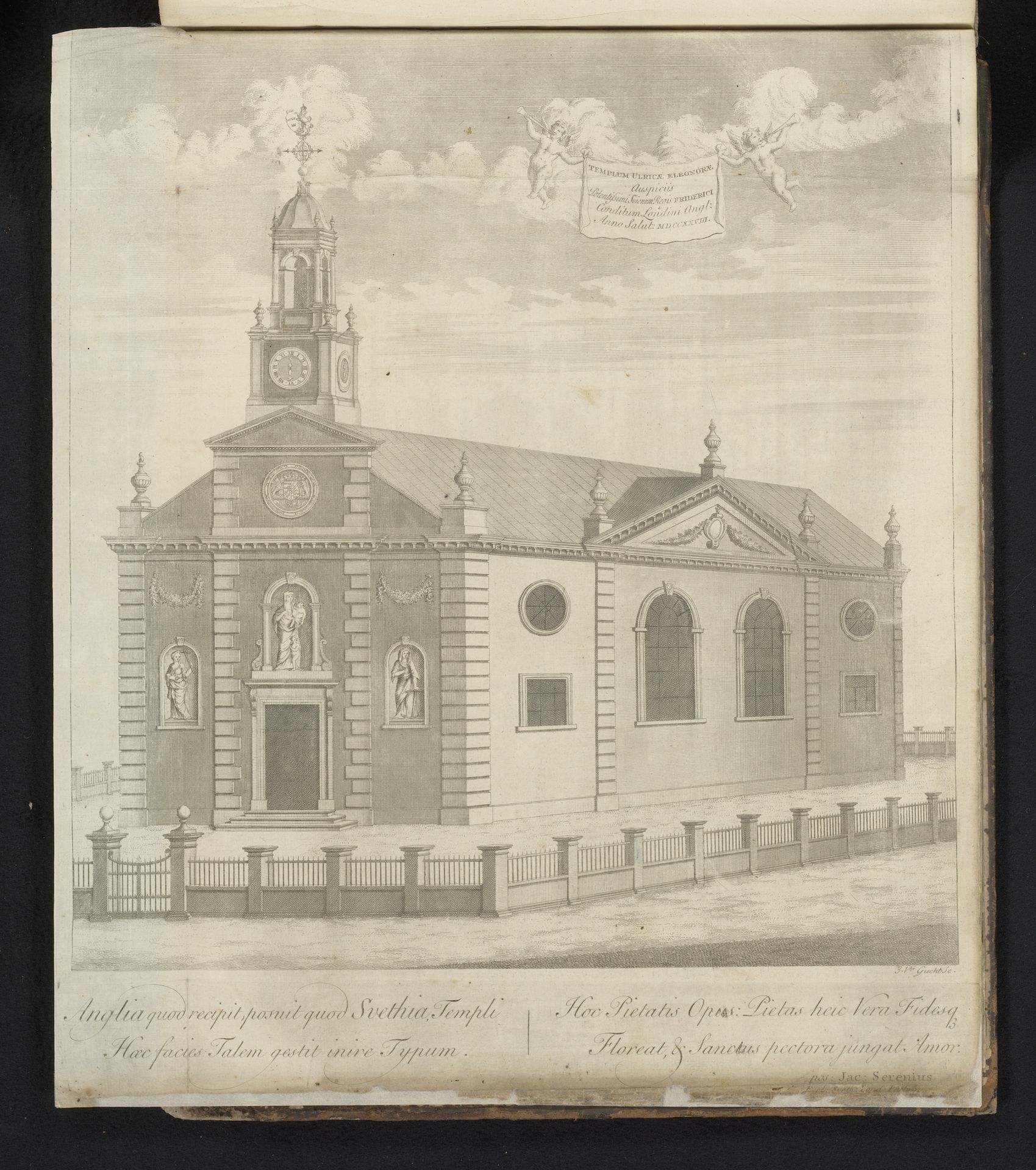 Gezicht op de Ulrika Eleonora kerk in Londen by John van der Gucht