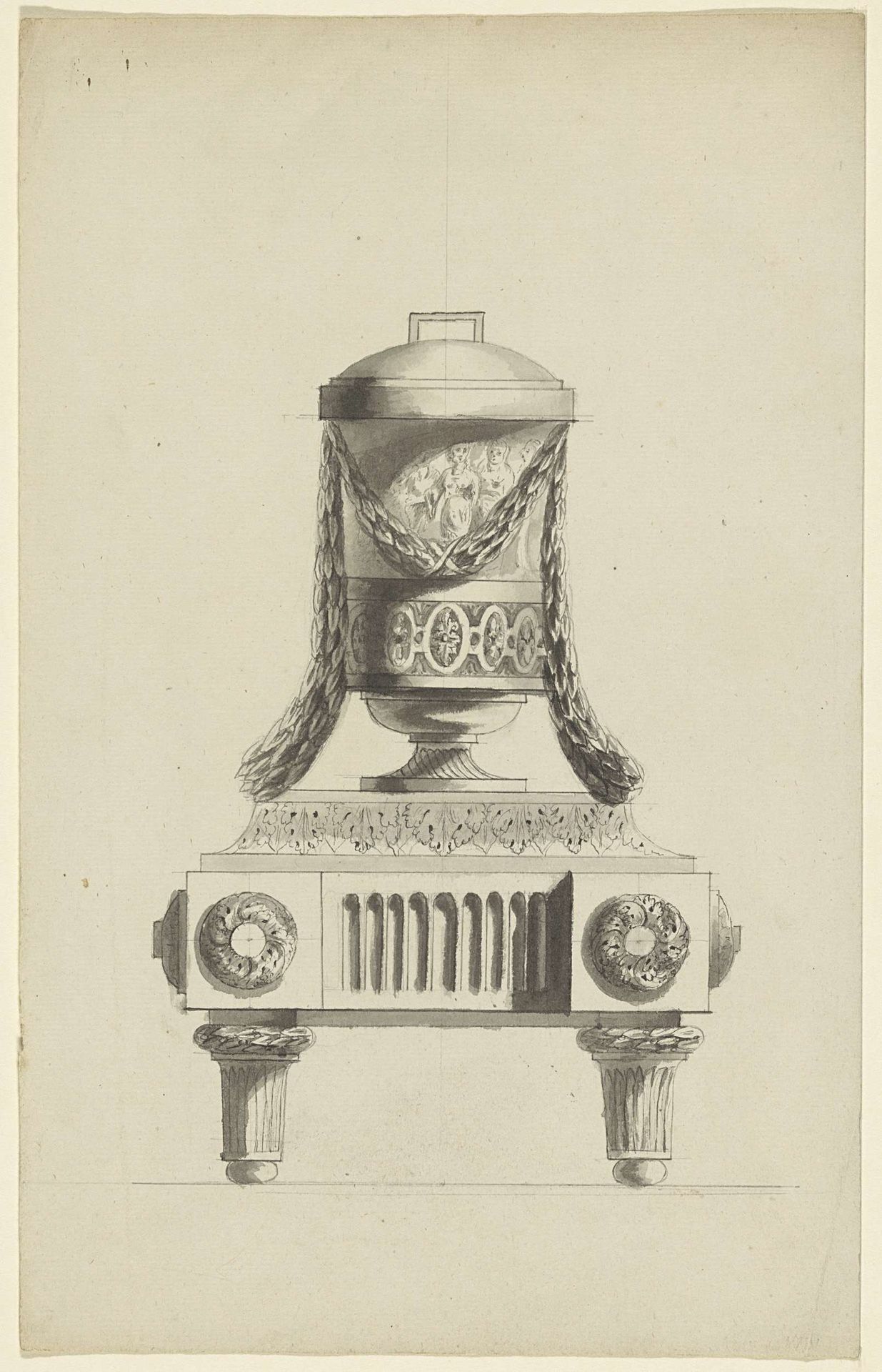 Vuurbok met vaas by Anonymous
