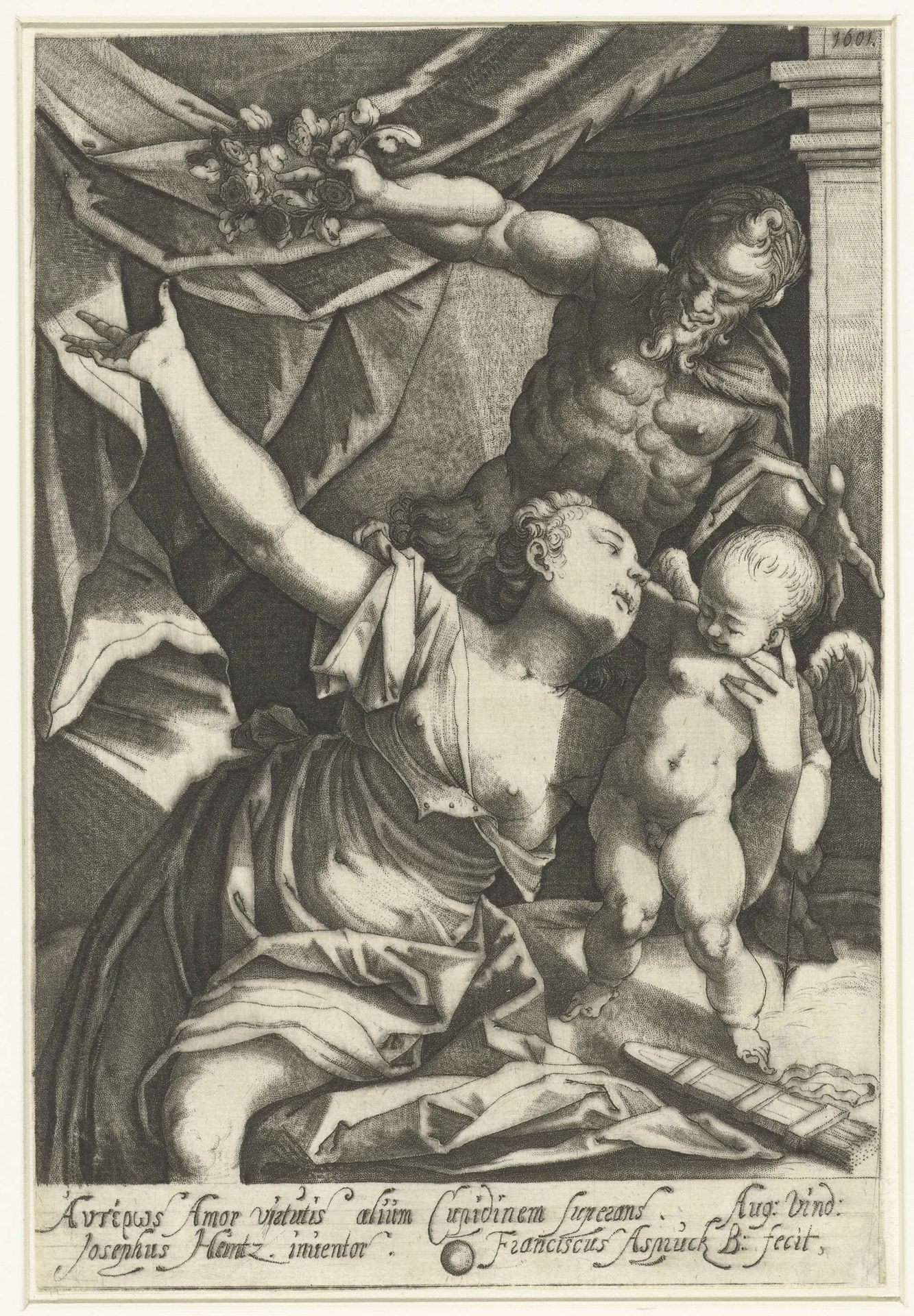 Venus en Amor met Pan by Franz Aspruck