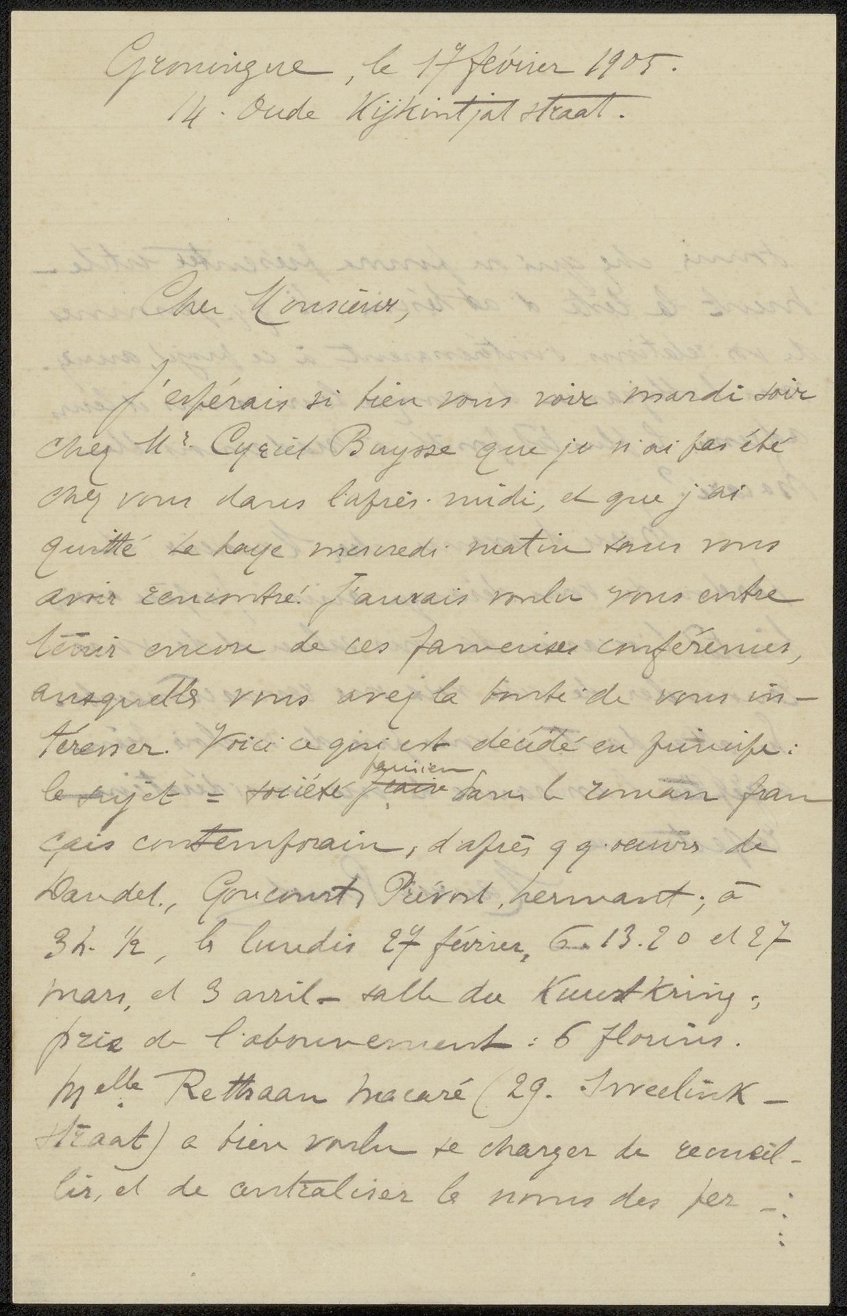 Brief aan Philip Zilcken by Maurice Pernot