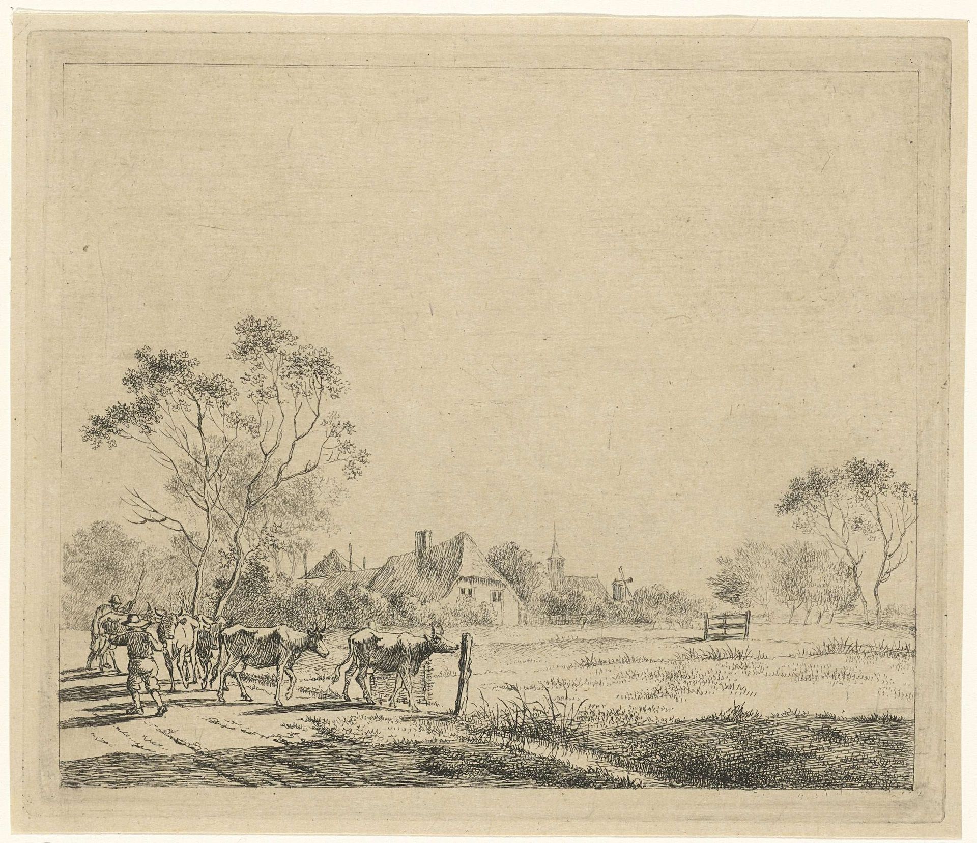 Landschap met boerderij en koeien by Johannes Janson