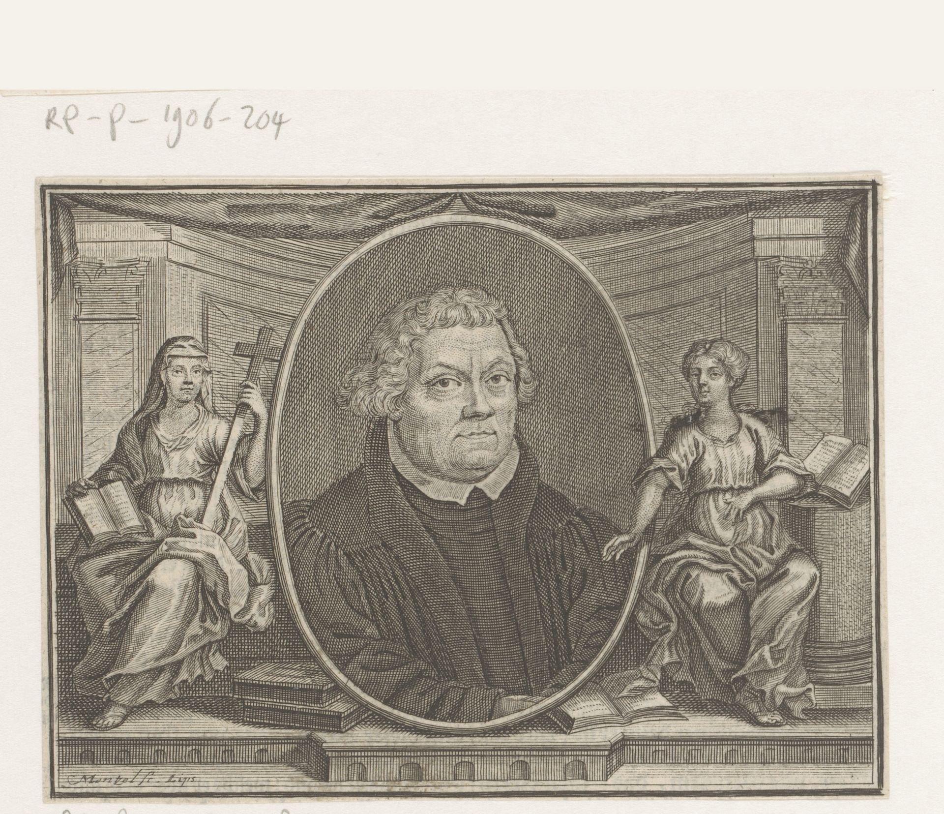 Portret van Martin Luther by Johann Georg Mentzel
