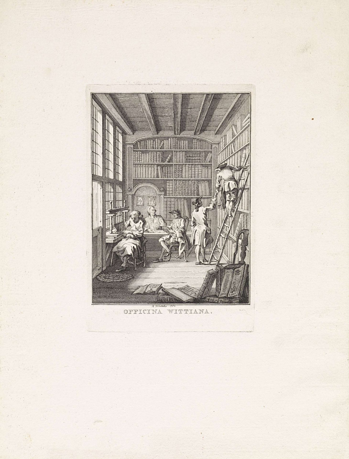 Titelpagina van de winkelcatalogus van Herm. de Wit, boekverkoper te Amsterdam by Reinier Vinkeles