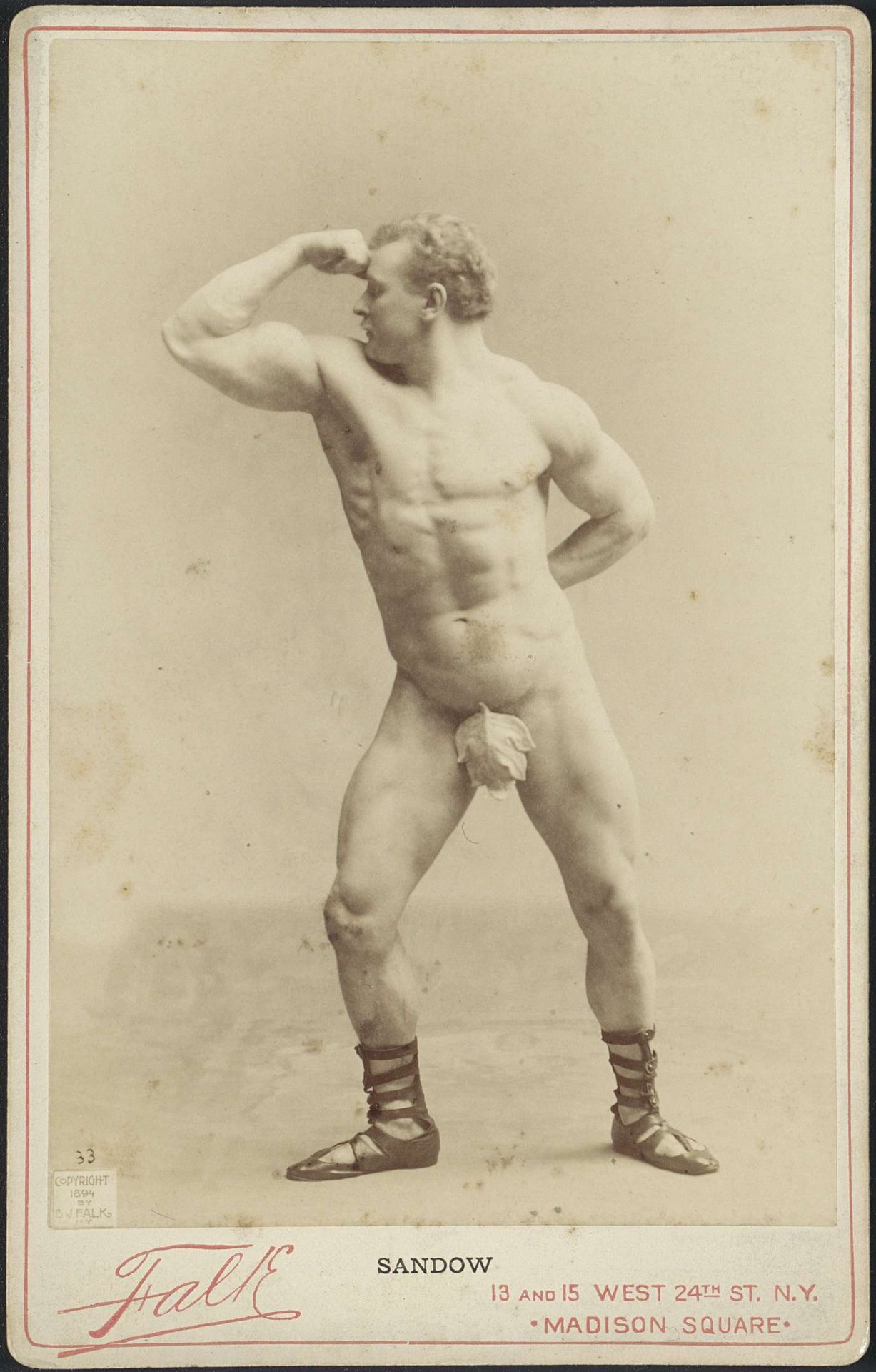 Academische figuurstudie van Eugen Sandow by Benjamin Joseph Falk