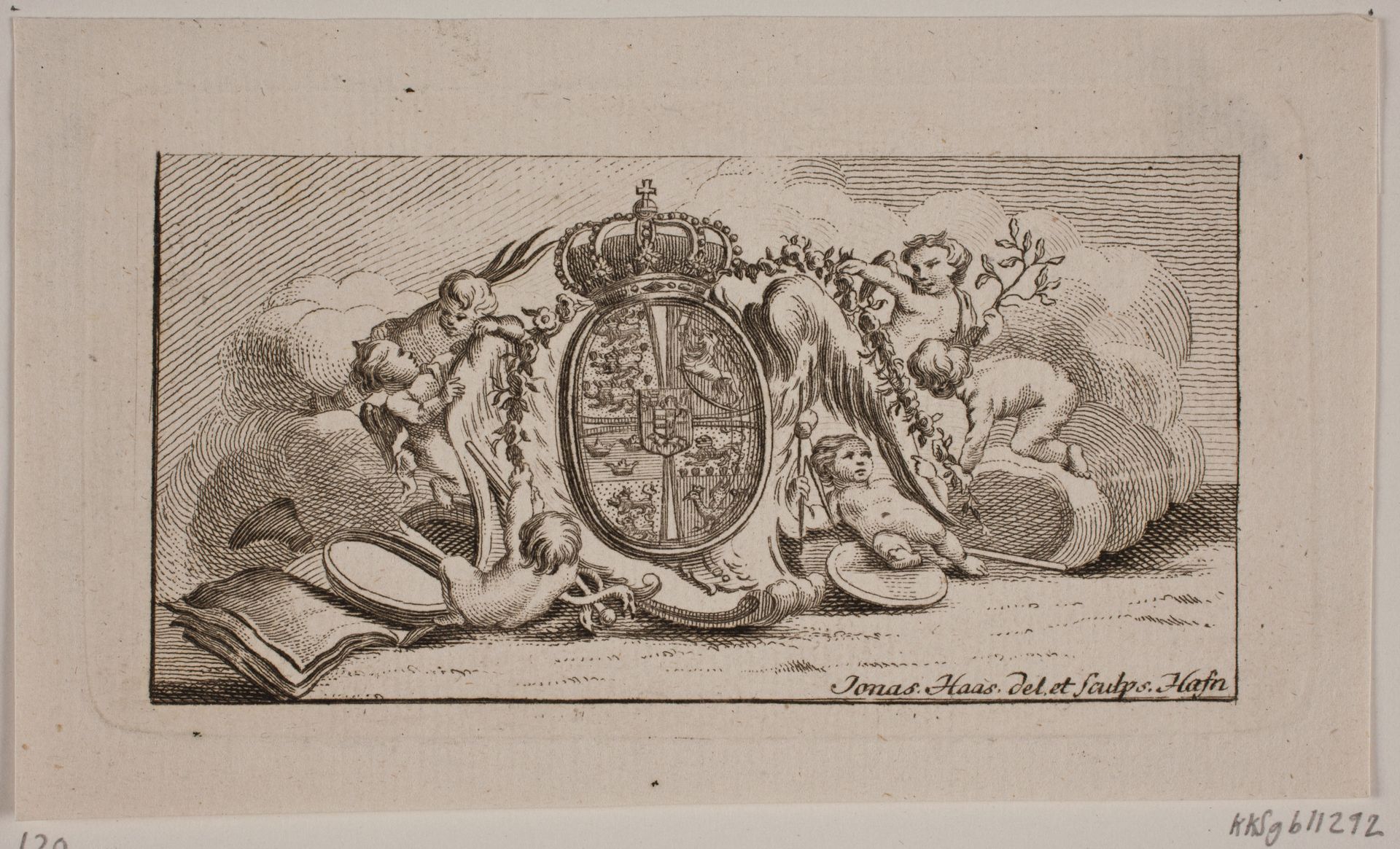 Vignet med rigsvåben by Jonas Haas