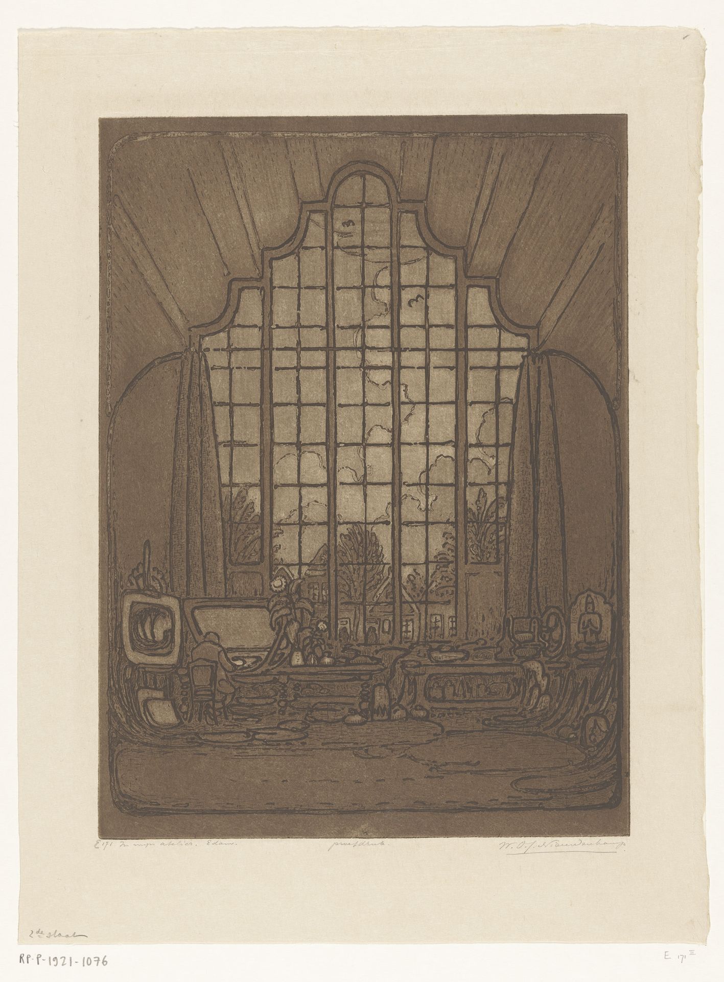 Interieur van het atelier van Wijnand Otto Jan Nieuwenkamp aan Het Marken in Edam by Wijnand Otto Jan Nieuwenkamp