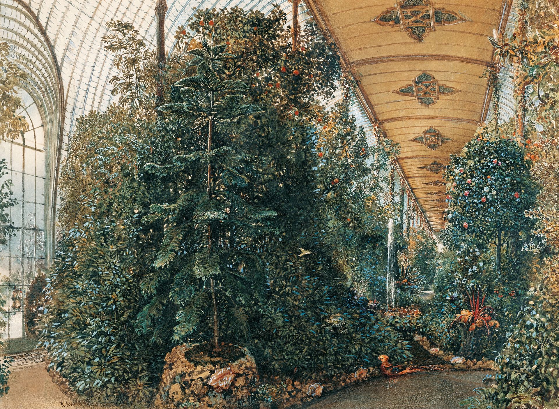 Interior view of the Palm House of Lednice Castle by Rudolf von Alt