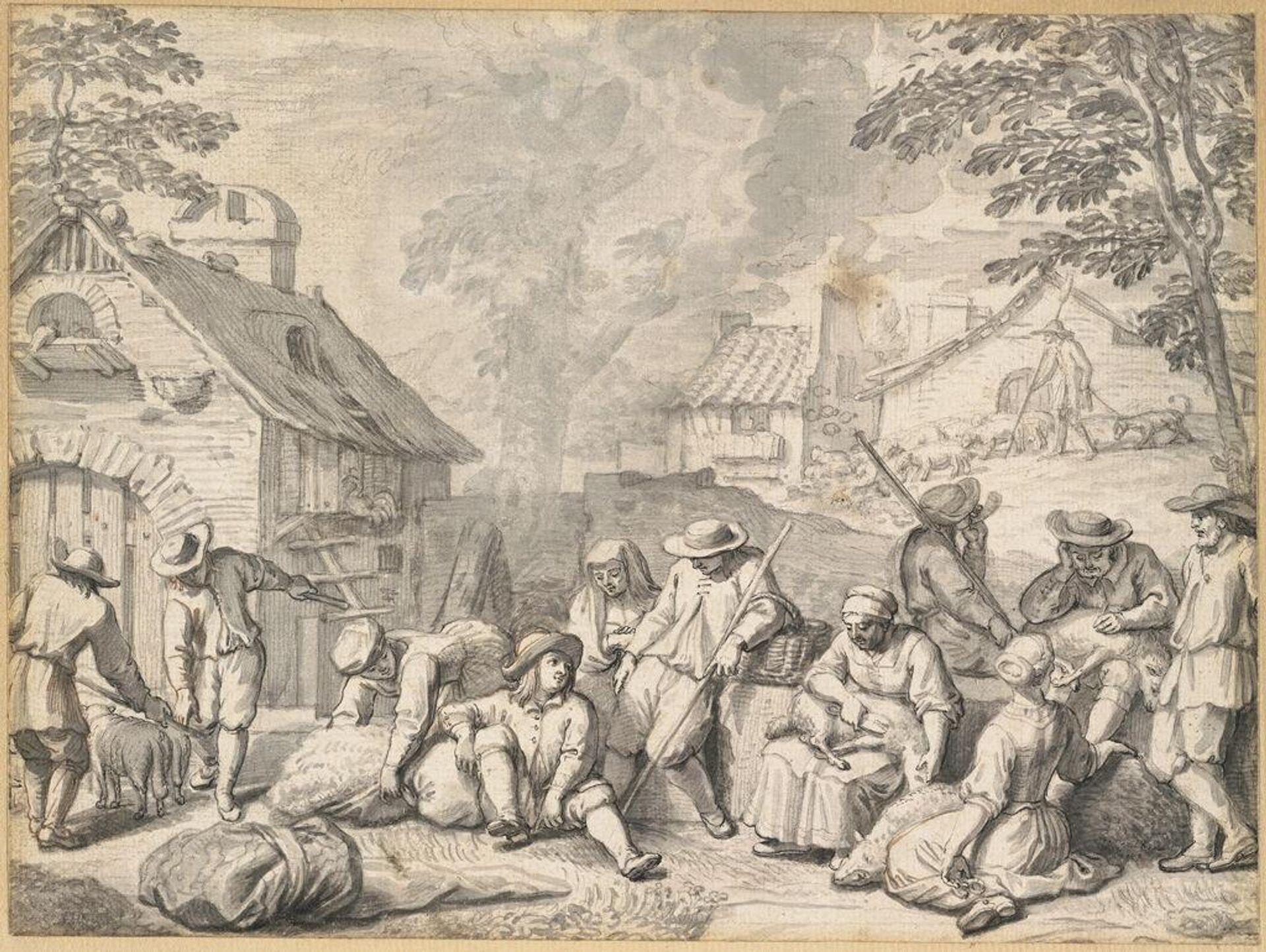 June: Sheep-Shearing (from a Series of Twelve Months) by Attributed to Claude Simpol