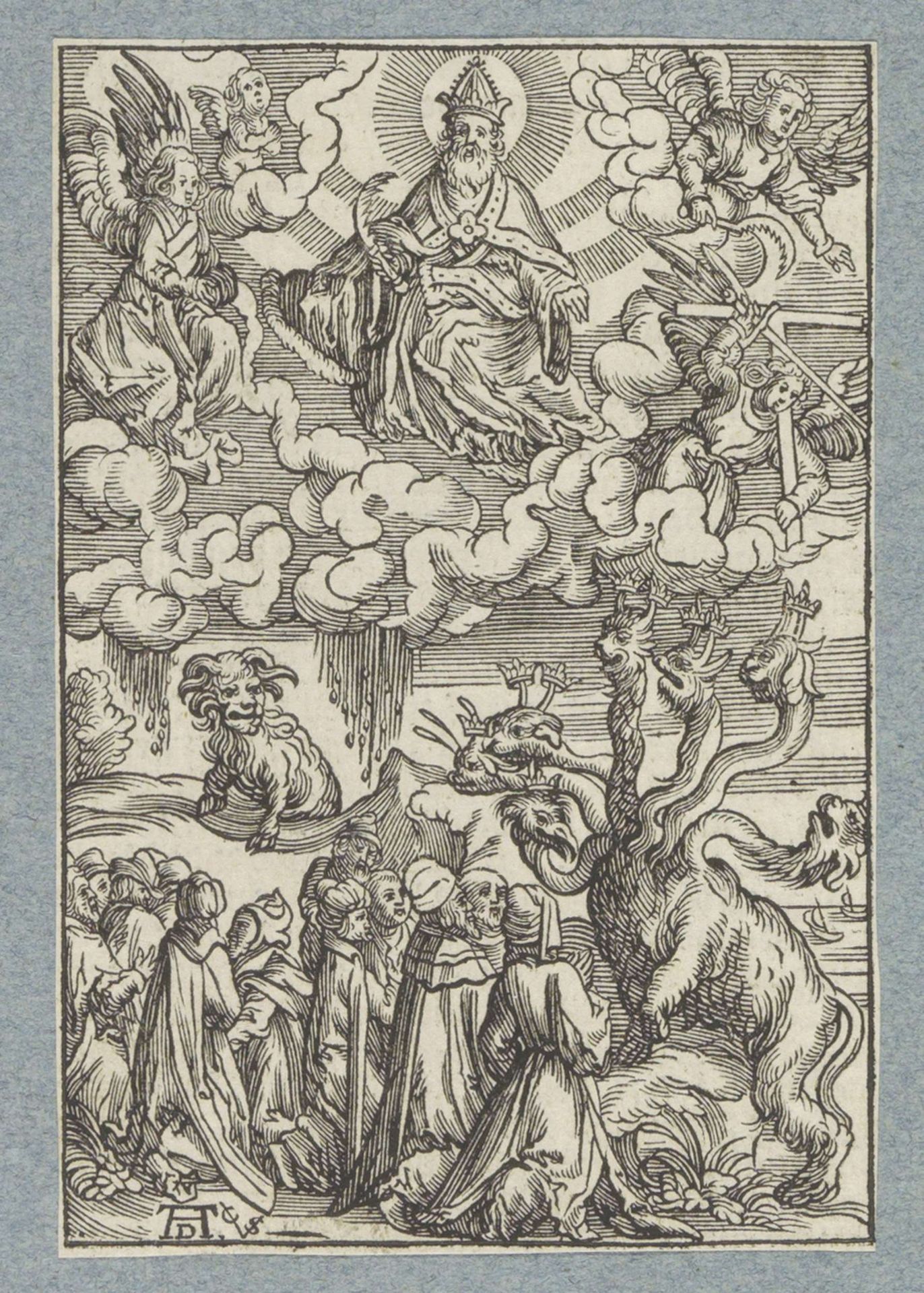 Christus met een sikkel, het beest met de hoorns als van een lam en de zevenkoppige draak by Christoffel van (II) Sichem