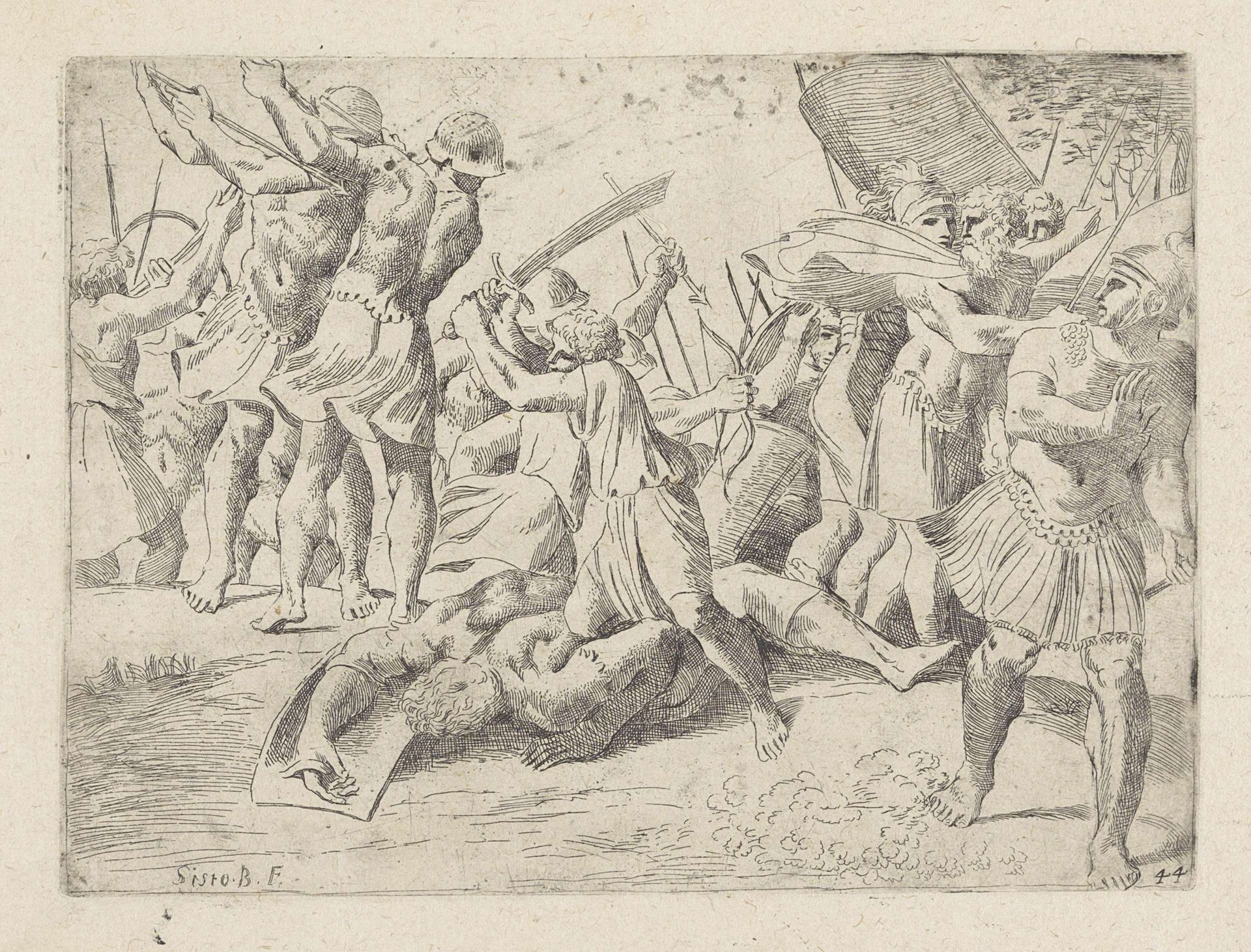 David verslaat Goliat by Sisto Badalocchio