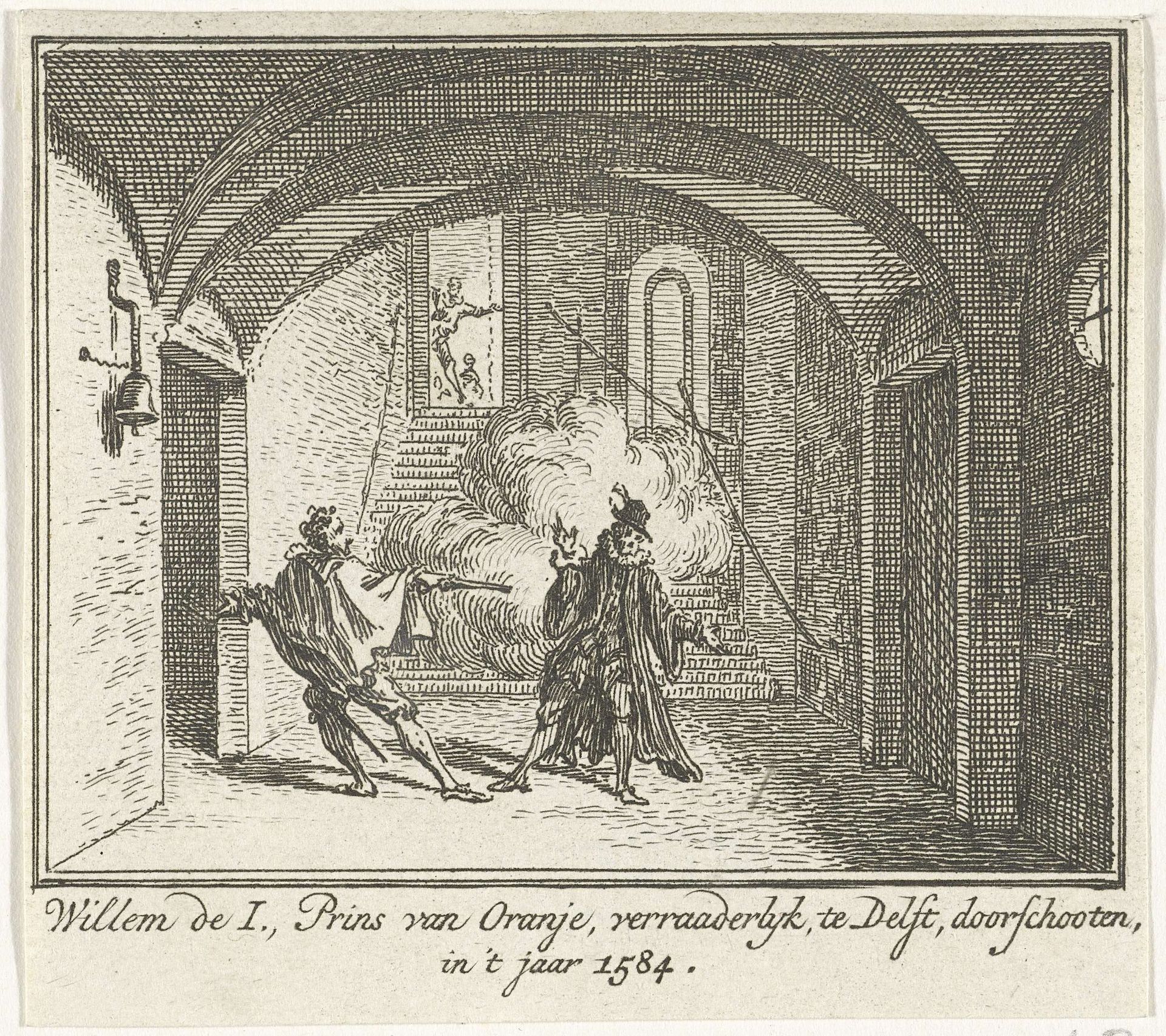 De moord op Willem van Oranje, 1584 by Simon Fokke