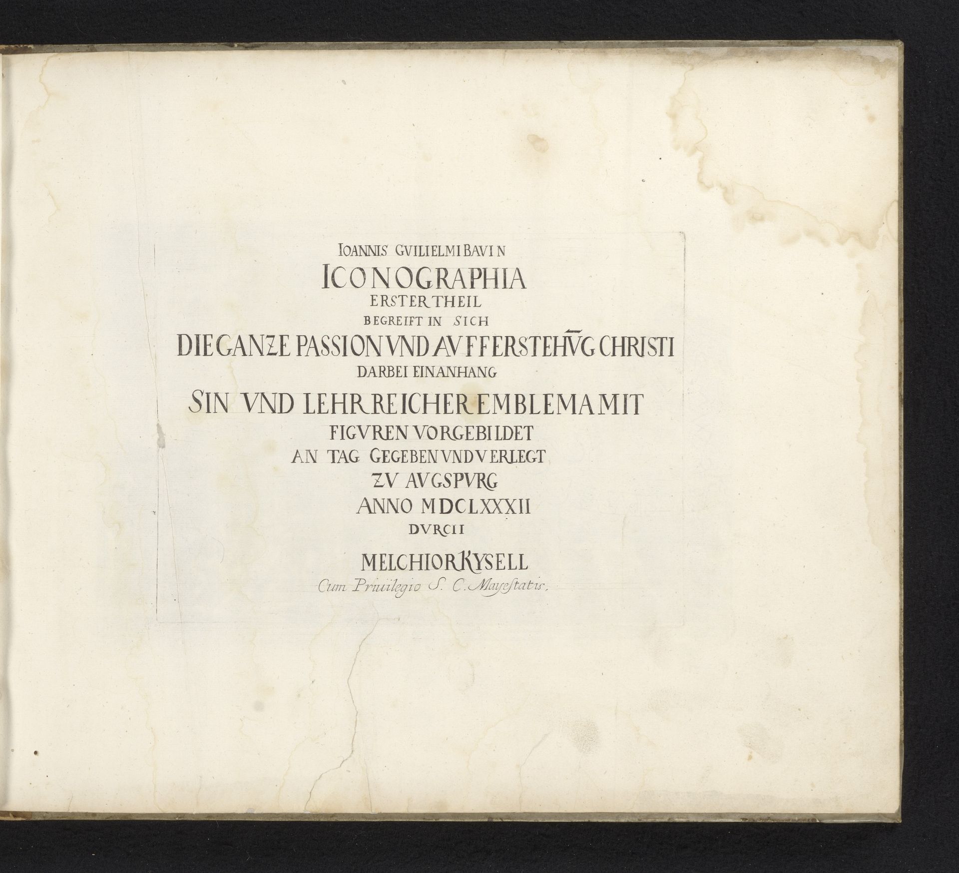 Titelprent voor het eerste deel van de prentserie 'Iconographia' by Melchior Küsel