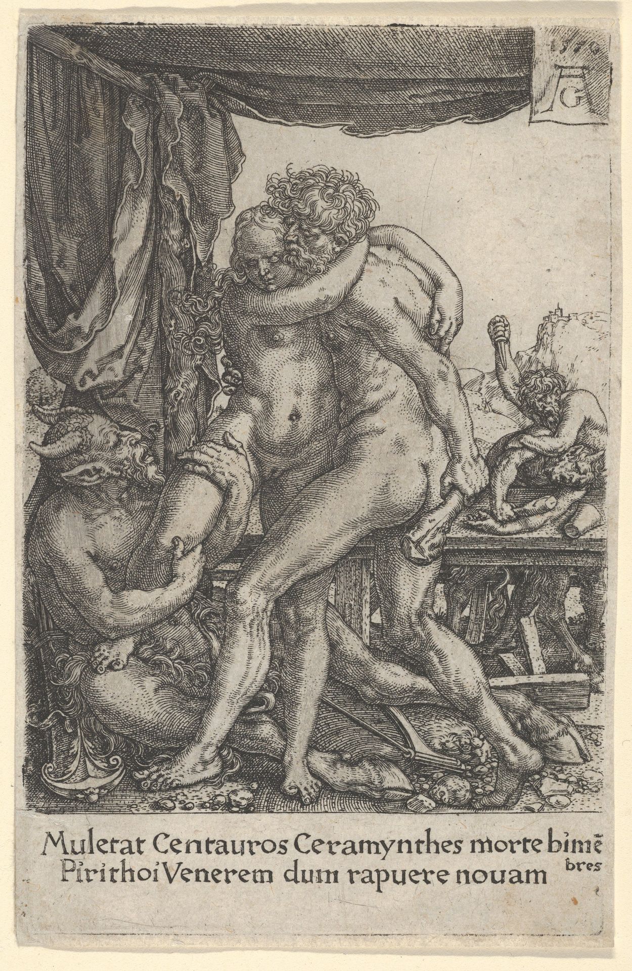 Hercules Preventing the Centaurs from the Rape of Hippodameia, from The Labors of Hercules by Heinrich Aldegrever
