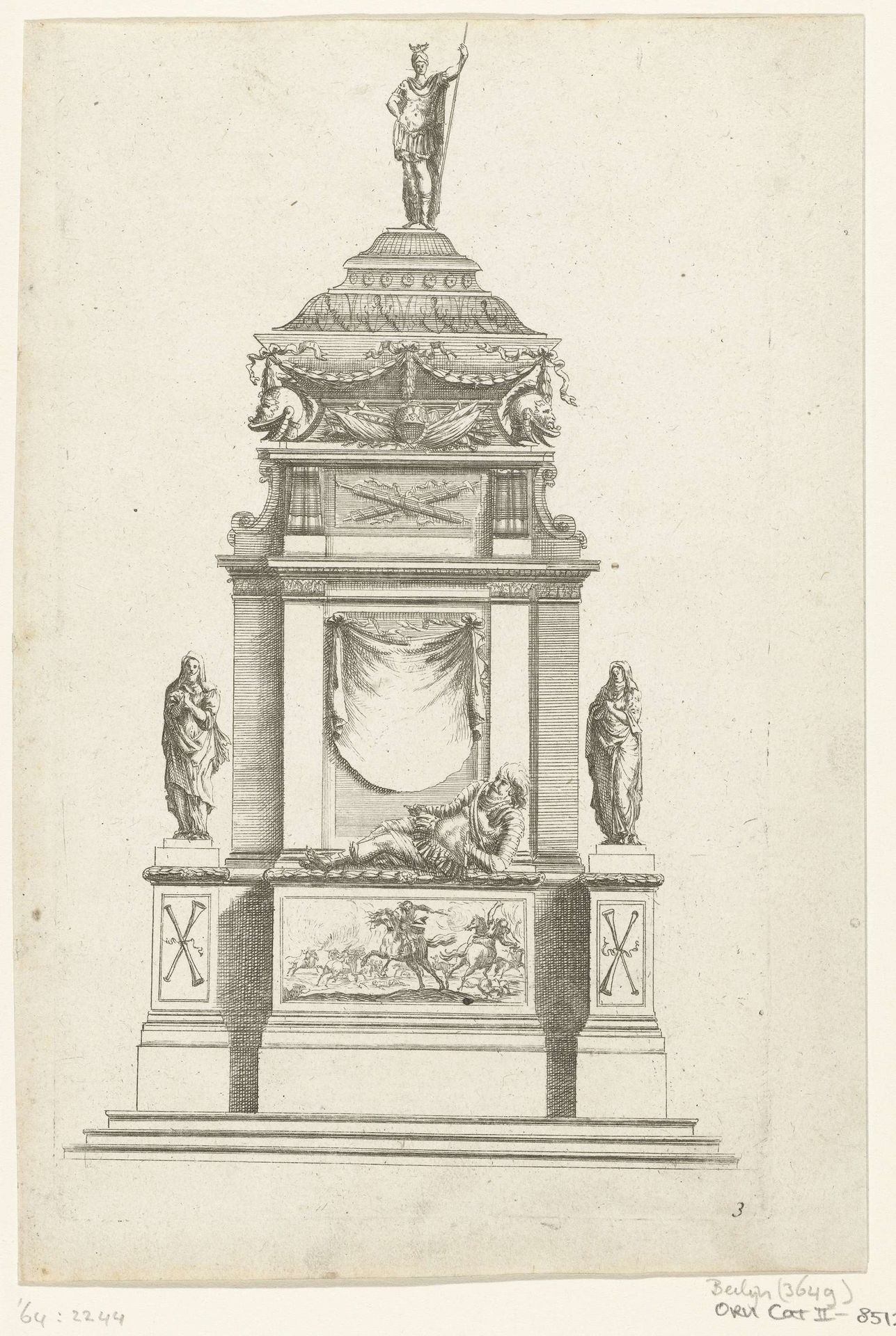 Grafmonument van een generaal by Jean (I) Marot