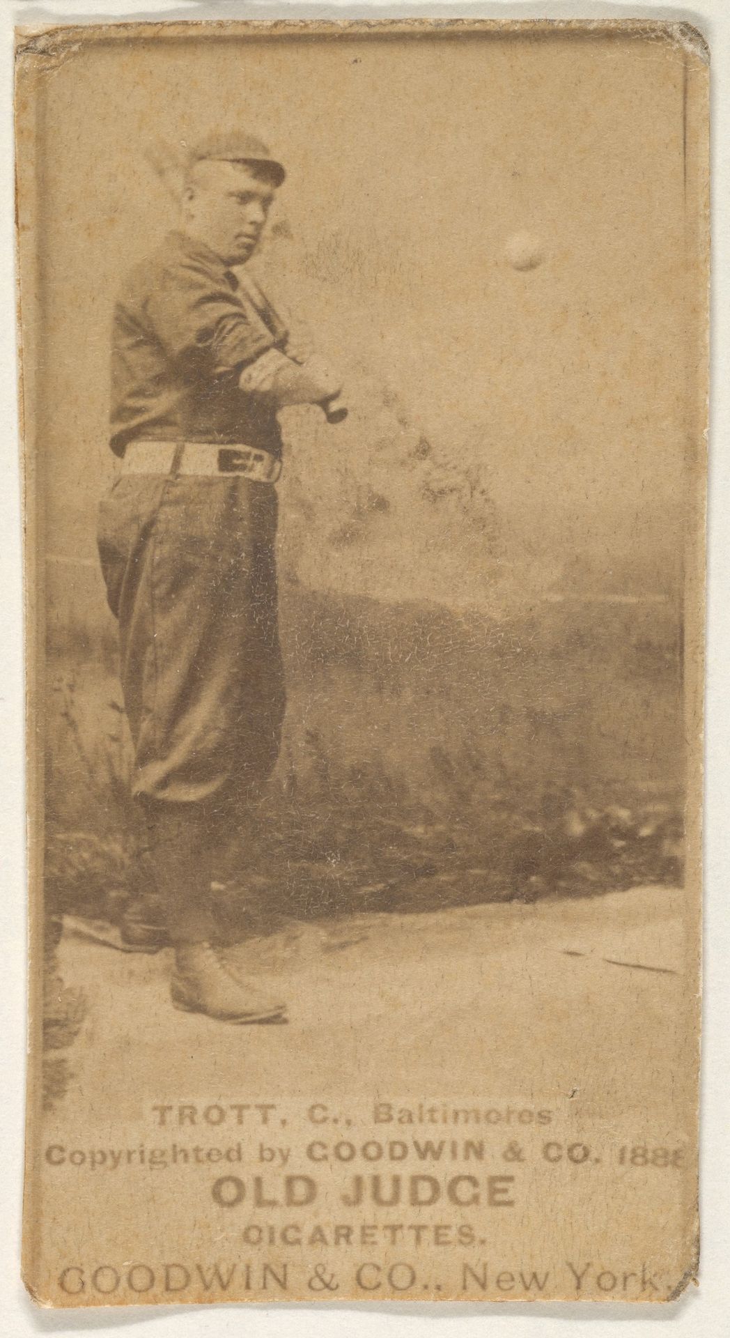Trott, Catcher, Baltimore Orioles, from the Old Judge series (N172) for Old Judge Cigarettes by Goodwin & Company