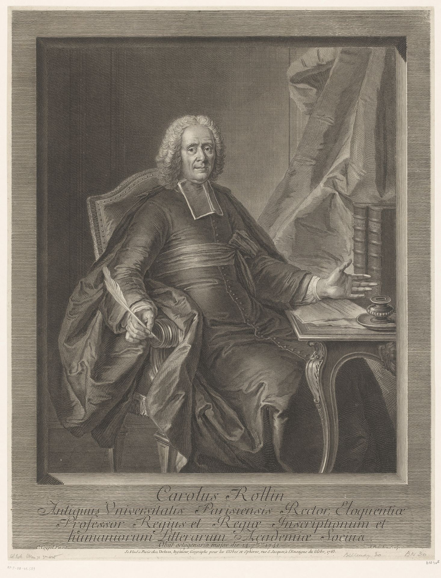 Portret van Charles Rollin by Jean-Joseph Baléchou