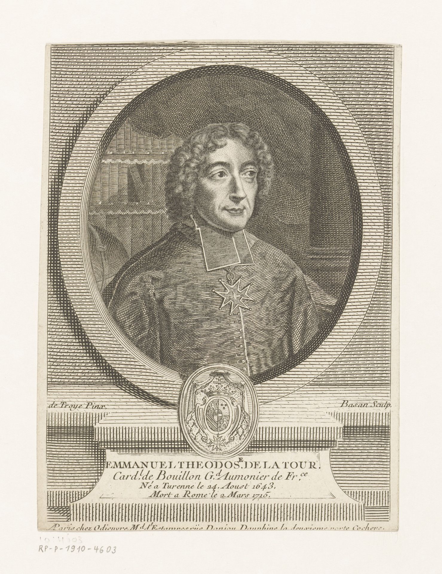 Portret van Emmanuel-Théodose de La Tour d'Auvergne by Pierre François Basan