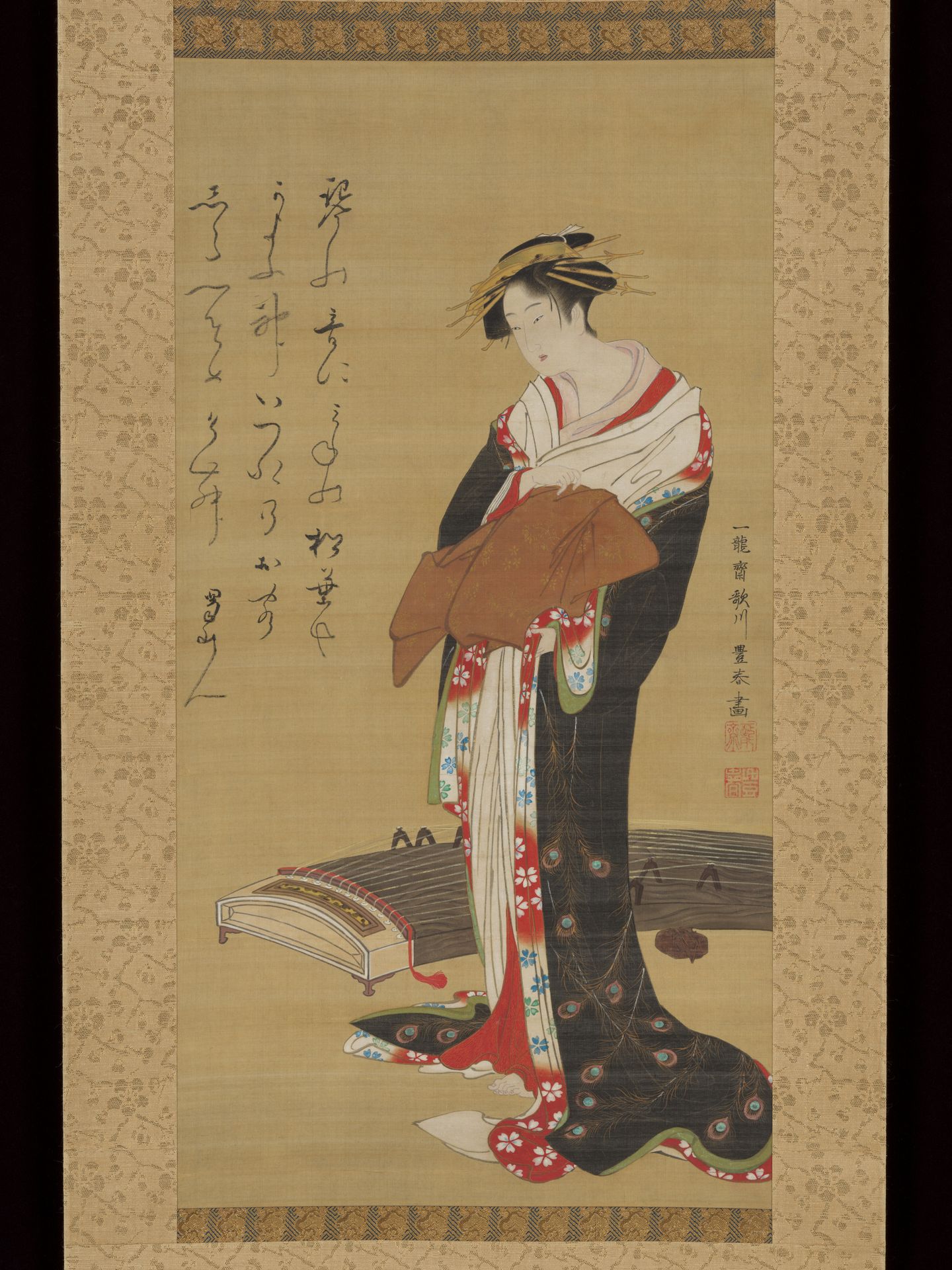 Female Entertainer with a Koto by Utagawa Toyoharu