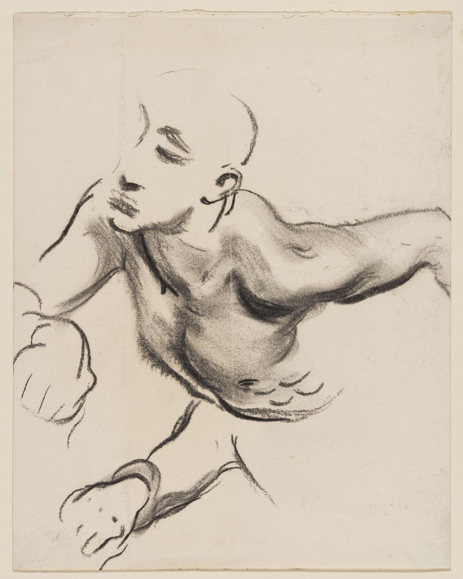 Shoulders and Chest of a Male Nude, for "Hell," Boston Public Library by John Singer Sargent