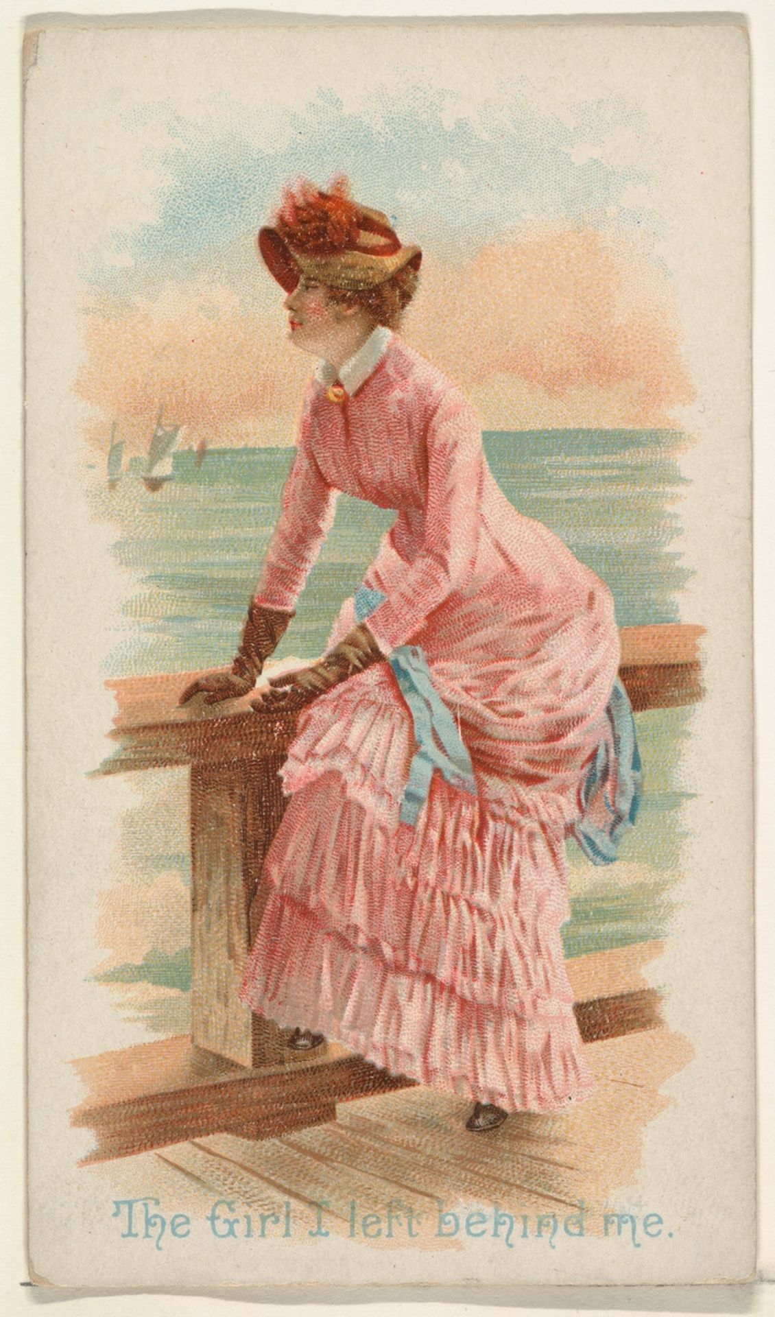 The Girl I Left Behind Me, from the Illustrated Songs series (N116) issued by W. Duke, Sons & Co. to promote Honest Long Cut Tobacco by W. Duke, Sons & Co.