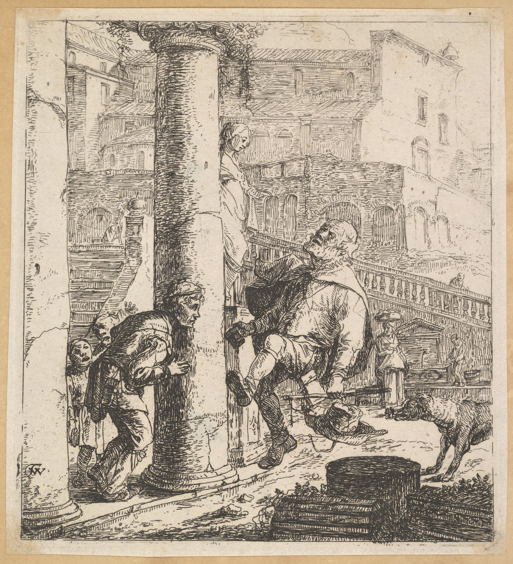 Blind Beggar Bumping A Pillar by Thomas Wijck