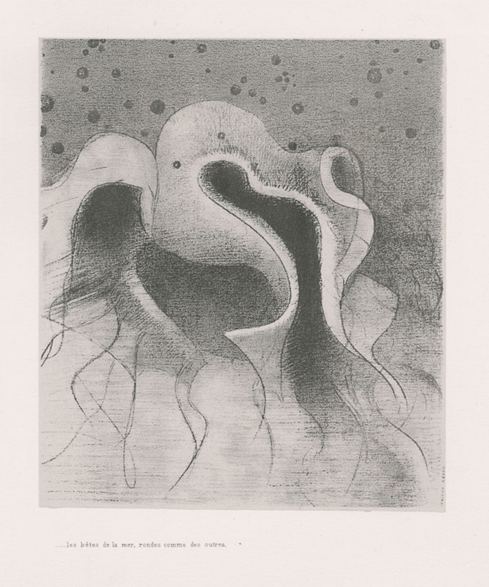 The beasts of the sea, round like leather bottles (plate 22) by Odilon Redon