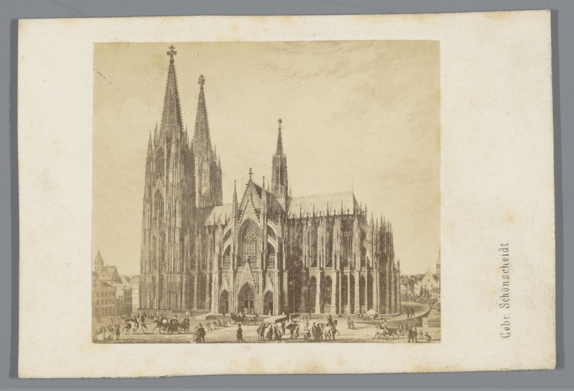 Fotoreproductie van een prent van de Dom van Keulen by Gebrüder Schönscheidt