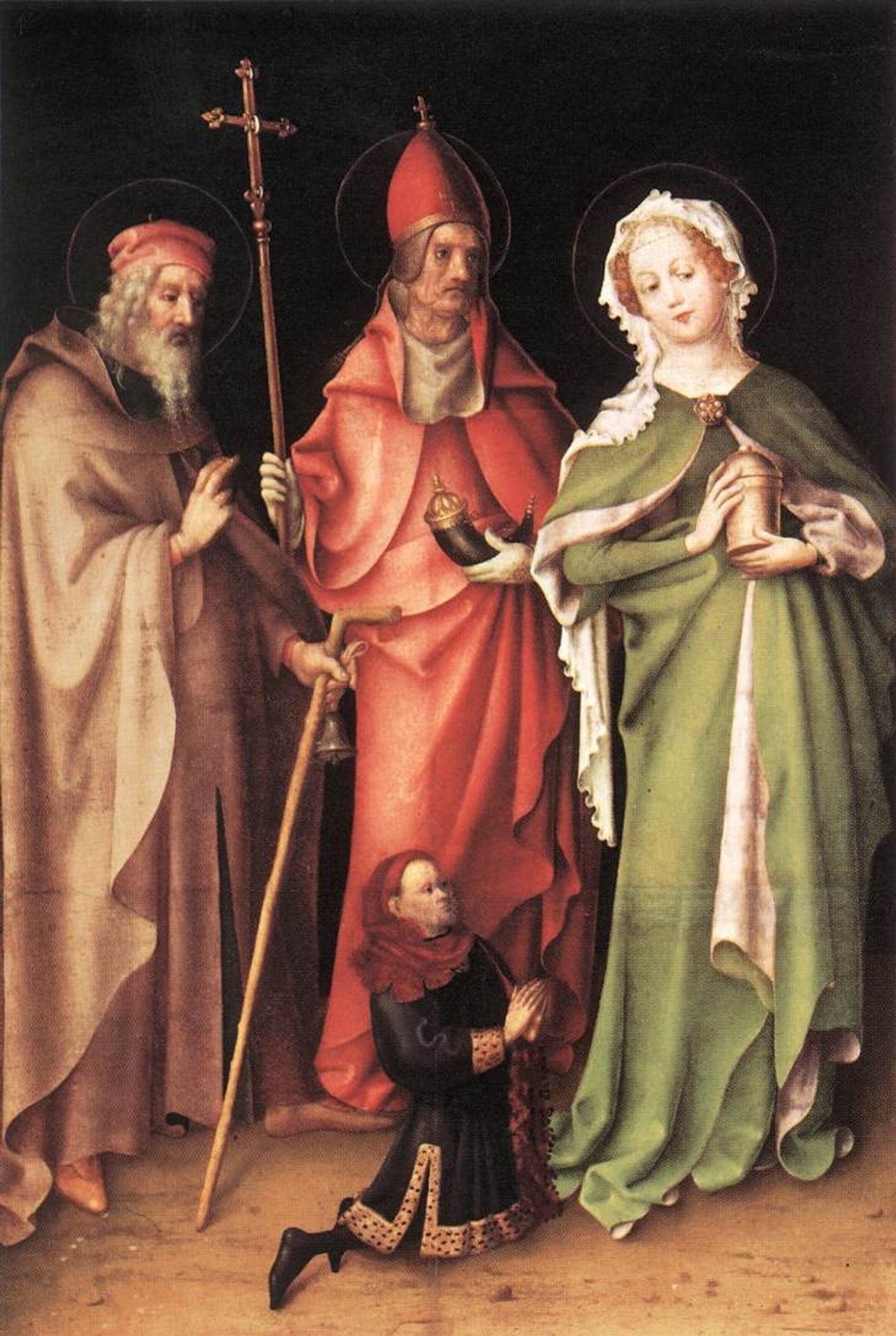 Sts Anthony the Hermit, Cornelius and Mary Magdalen with a Donor by Stefan Lochner