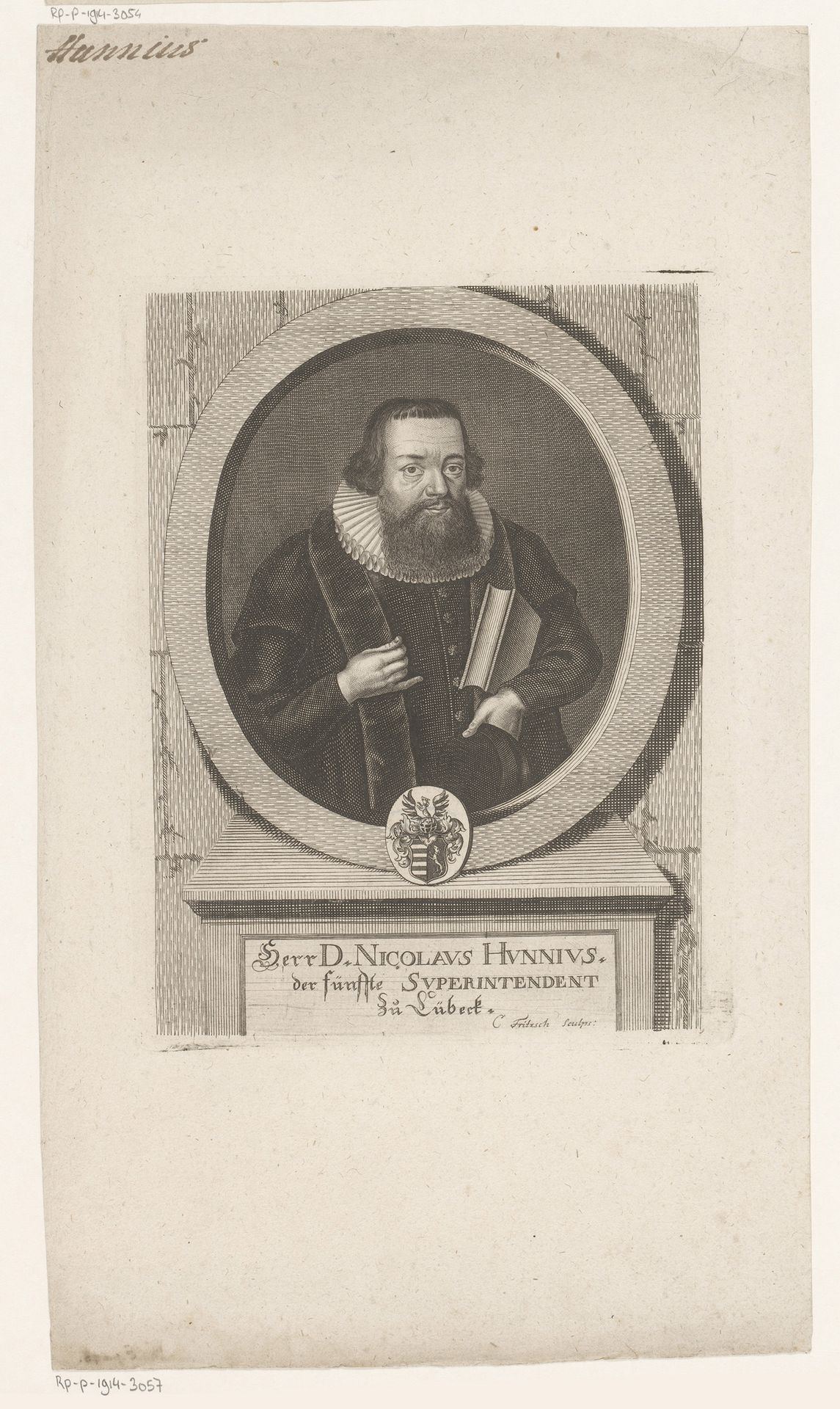 Portret van Nikolaus Hunnius by Christian Fritzsch