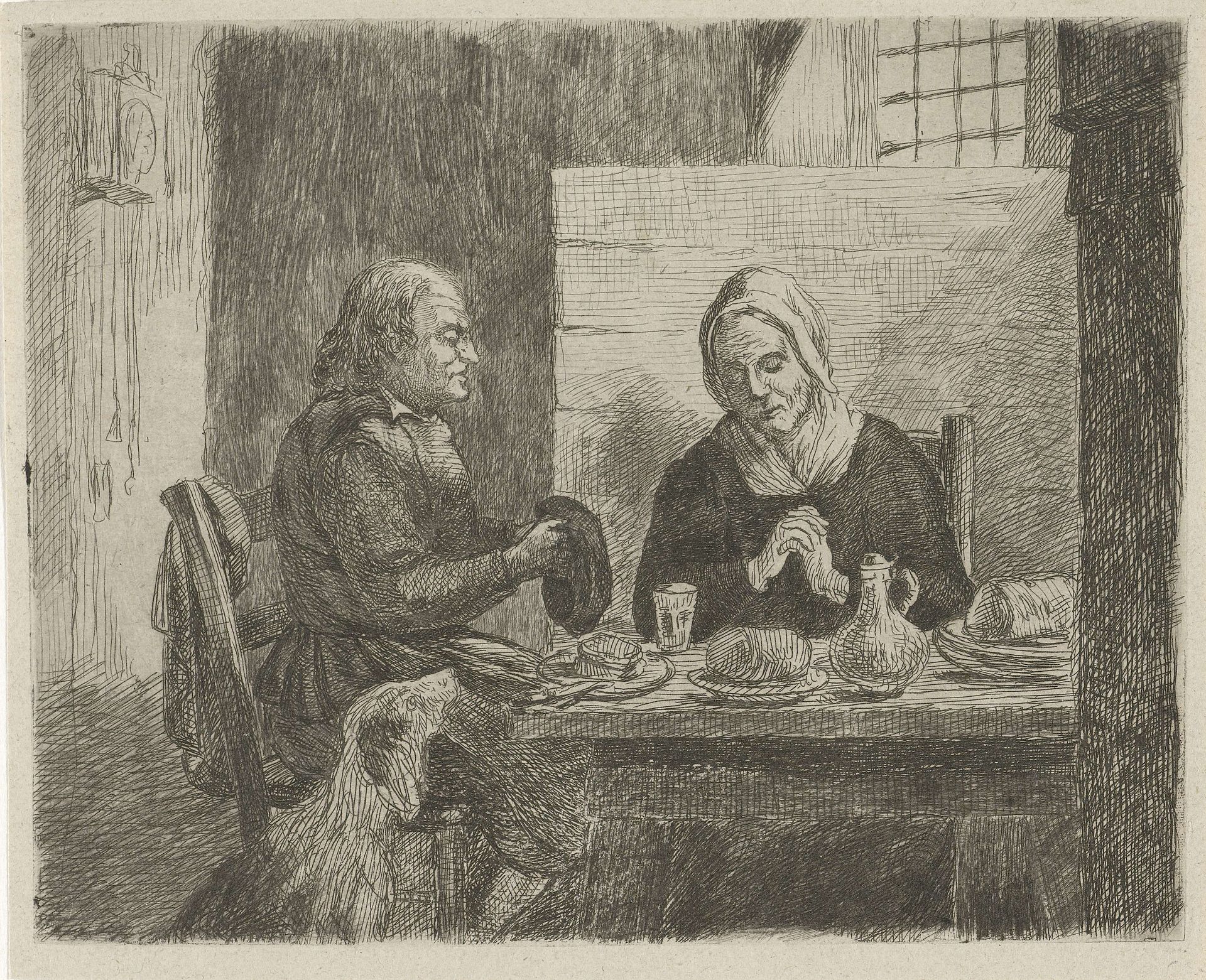 Gebed voor de maaltijd by David van der (1804-1879) Kellen