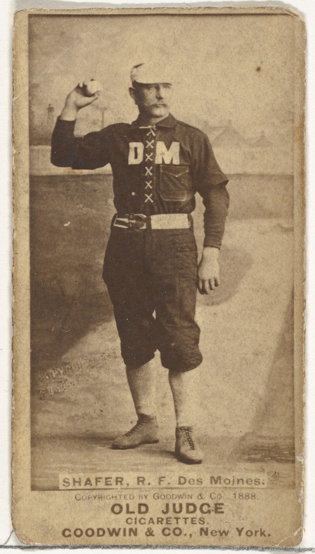 George W. Shafer, Right Field, Des Moines Prohibitionists, from the Old Judge series (N172) for Old Judge Cigarettes by Goodwin & Company