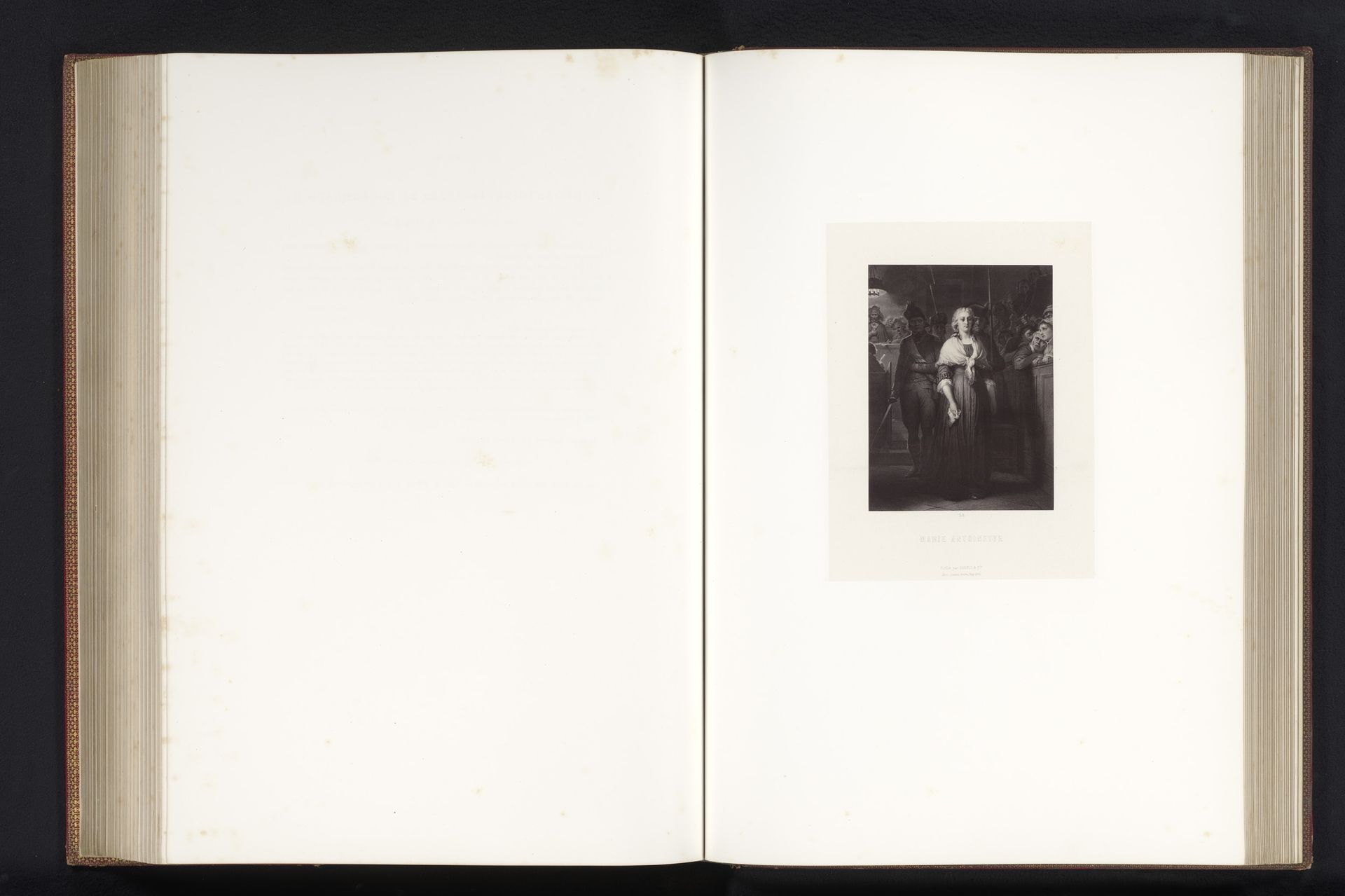 Fotoreproductie van een prent naar een schilderij van de veroordeling van Marie Antoinette door Paul Delaroche by Robert Jefferson Bingham