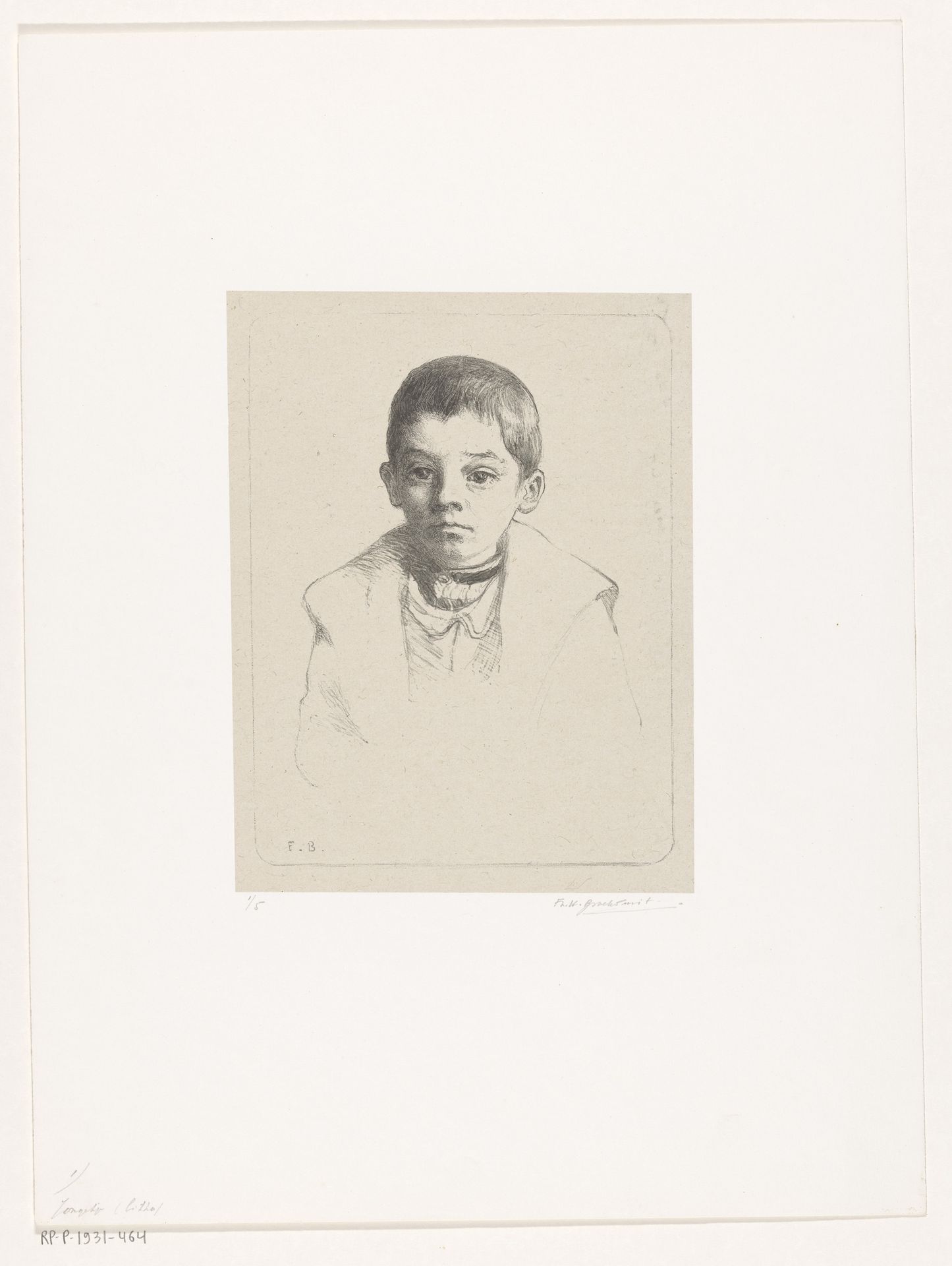 Portret van een onbekende jongen uit Schoorl by Frederika Henriëtte Broeksmit
