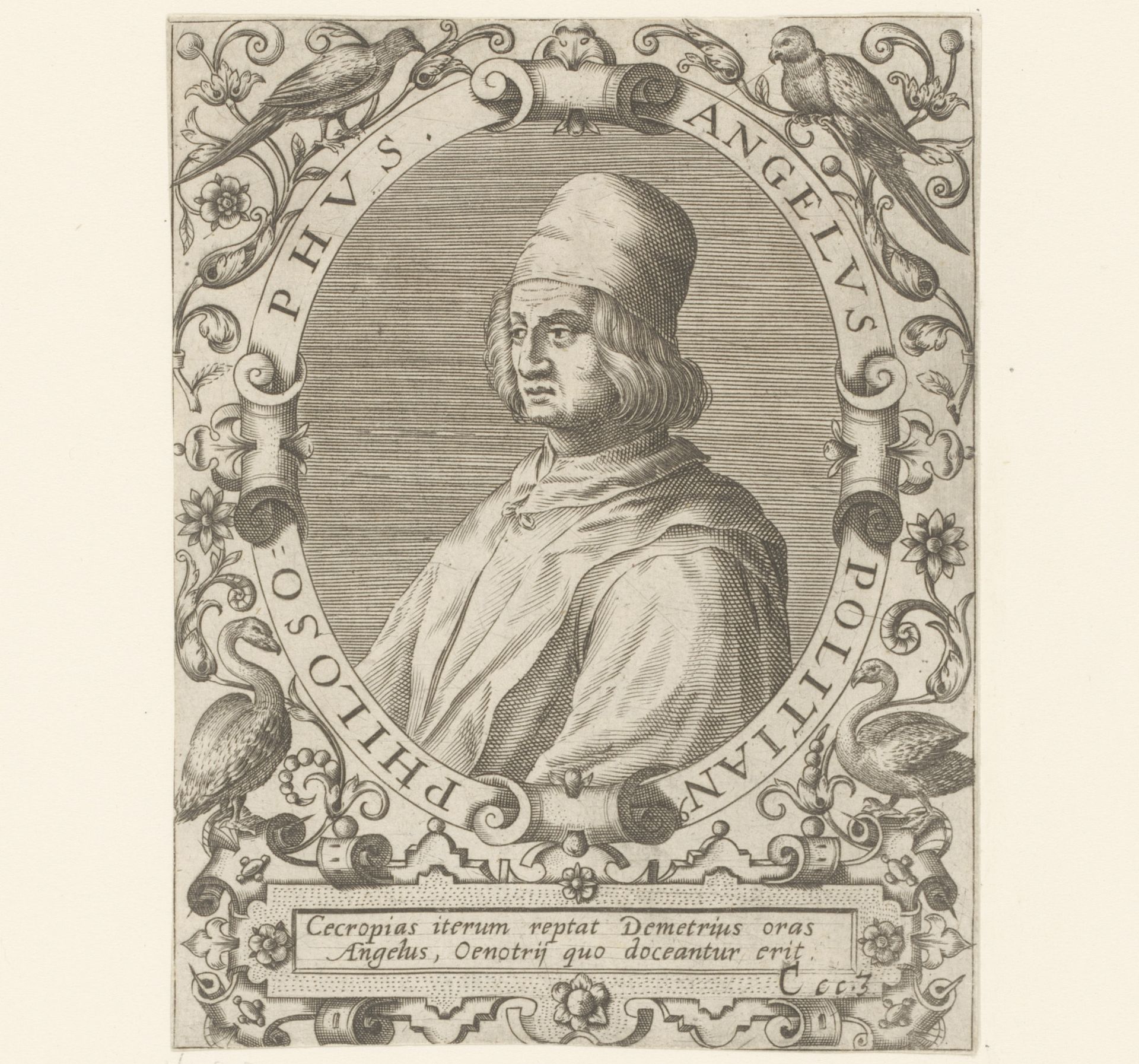 Portret van Angelo Poliziano by Robert Boissard