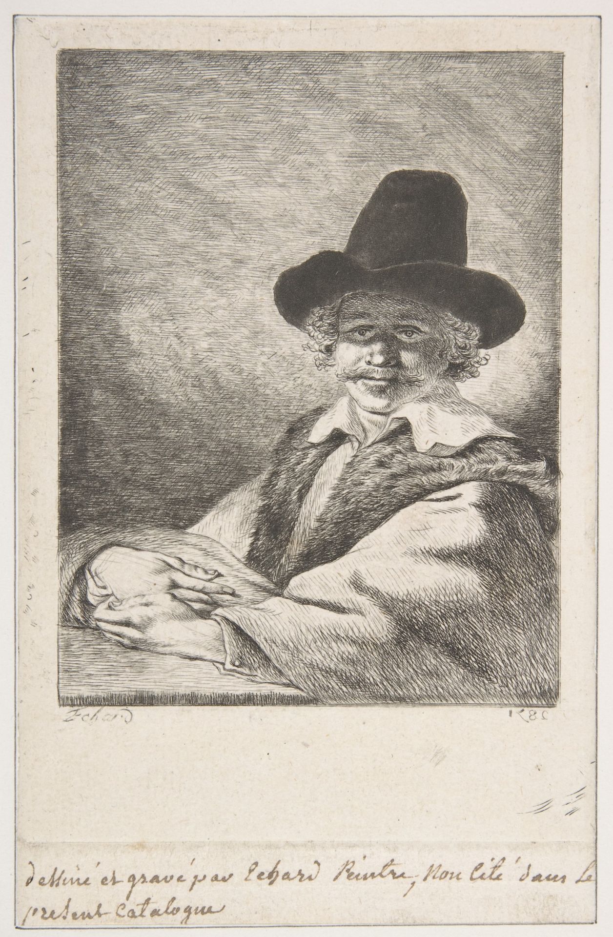 Portait of Seated Man in Hat by Charles Echard