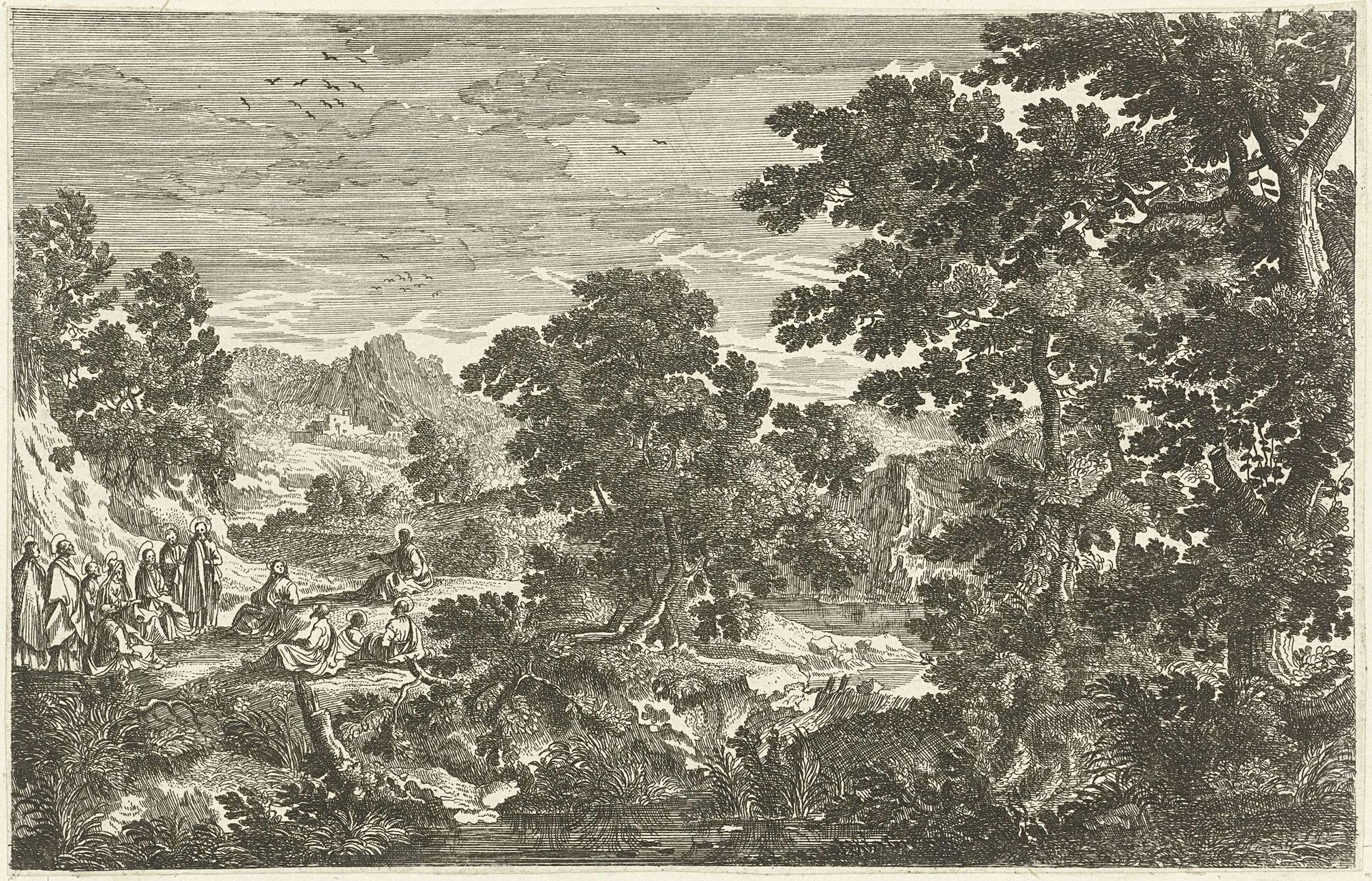 Landschap met Christus en de discipelen by Cornelis Galle I