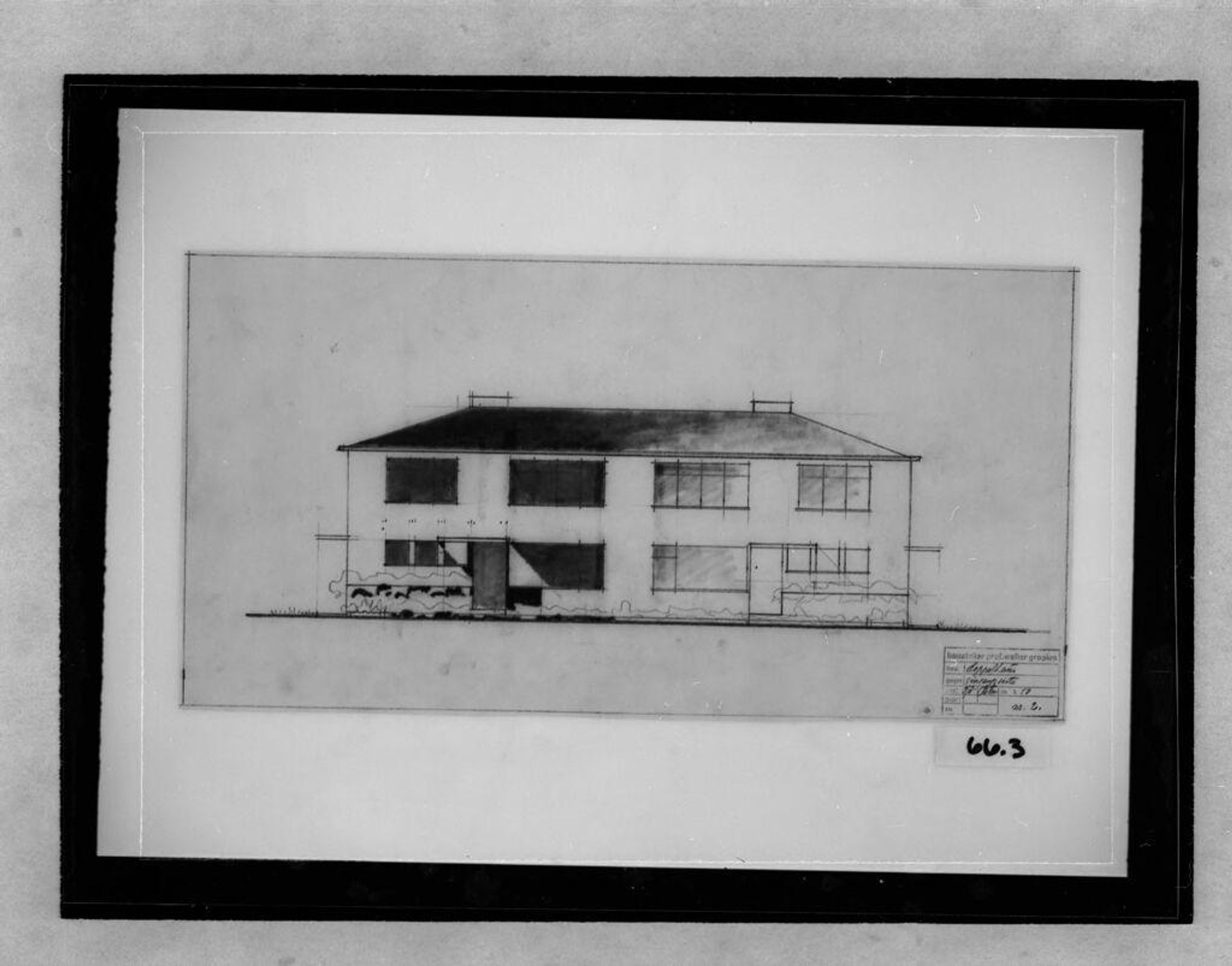 Detached Two-Family Residence, 1932: Entrance elevation, 1:50 by Hanns Dustmann