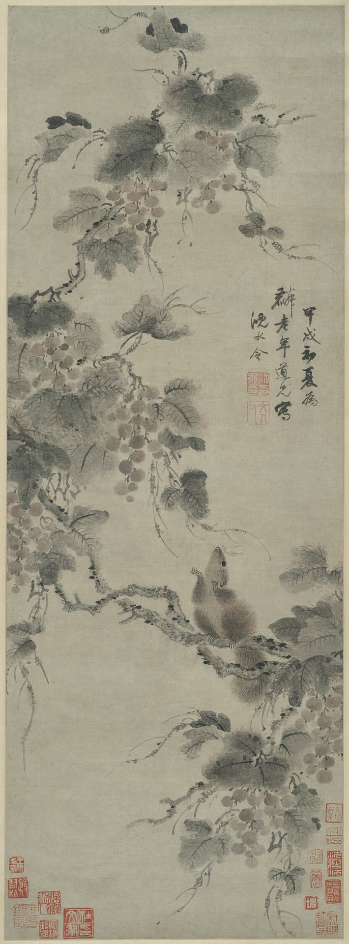Squirrel and Grapes by Shen Yongling