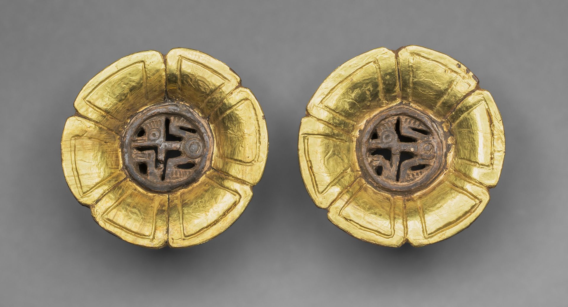 Flower-Shaped Ear Ornaments by Aztec (Mexica)