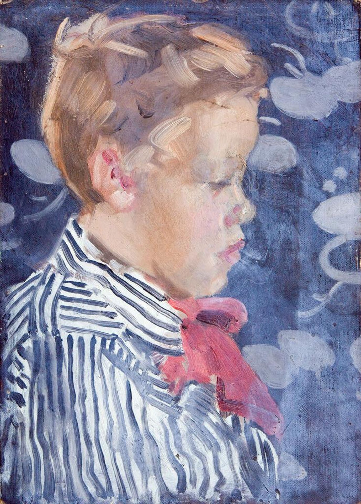 Profile Portrait of a Young Boy with Red Bow by Denman Waldo Ross