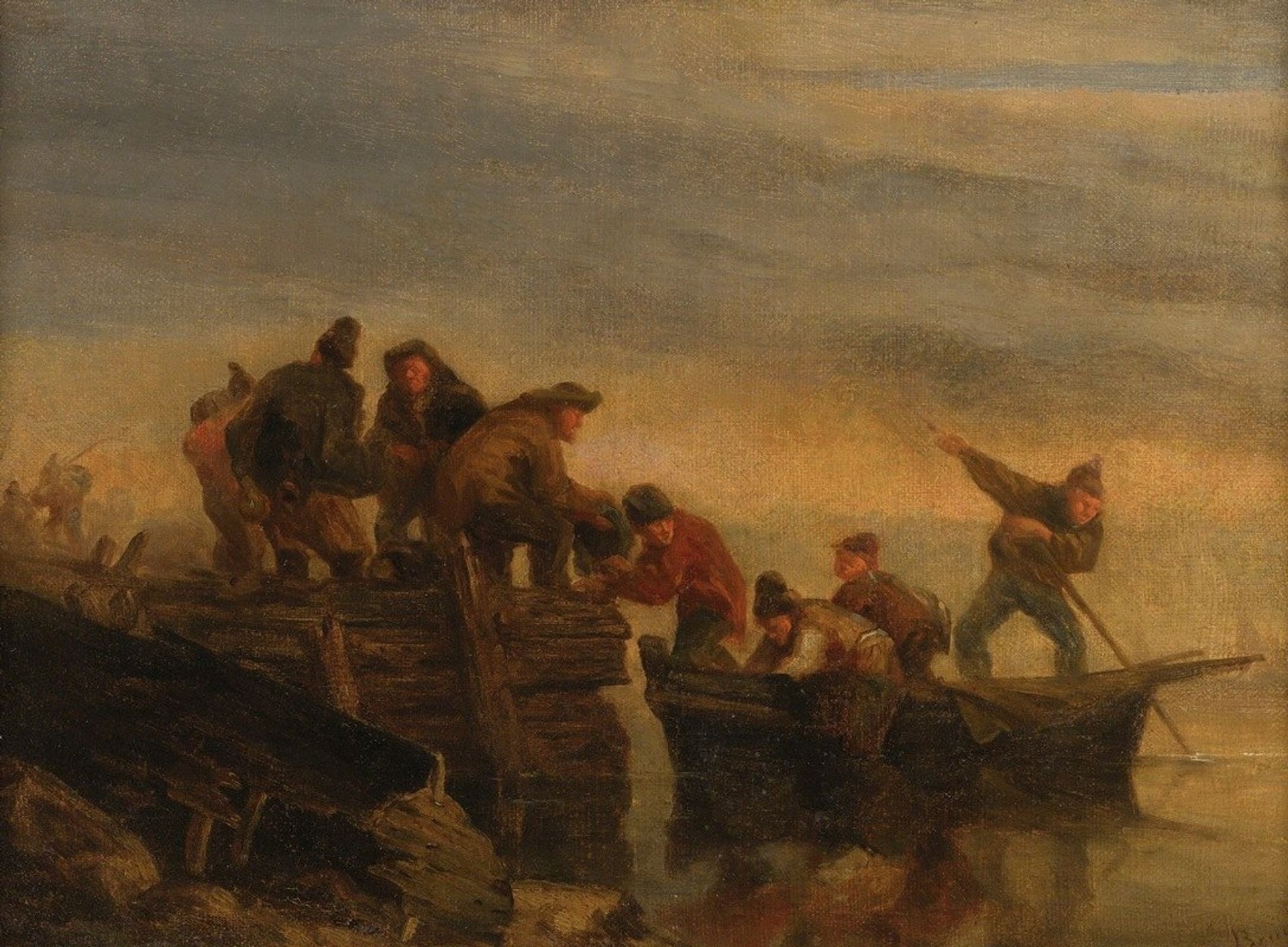 Pêcheurs Au Bord De L’eau by Eugène Boudin