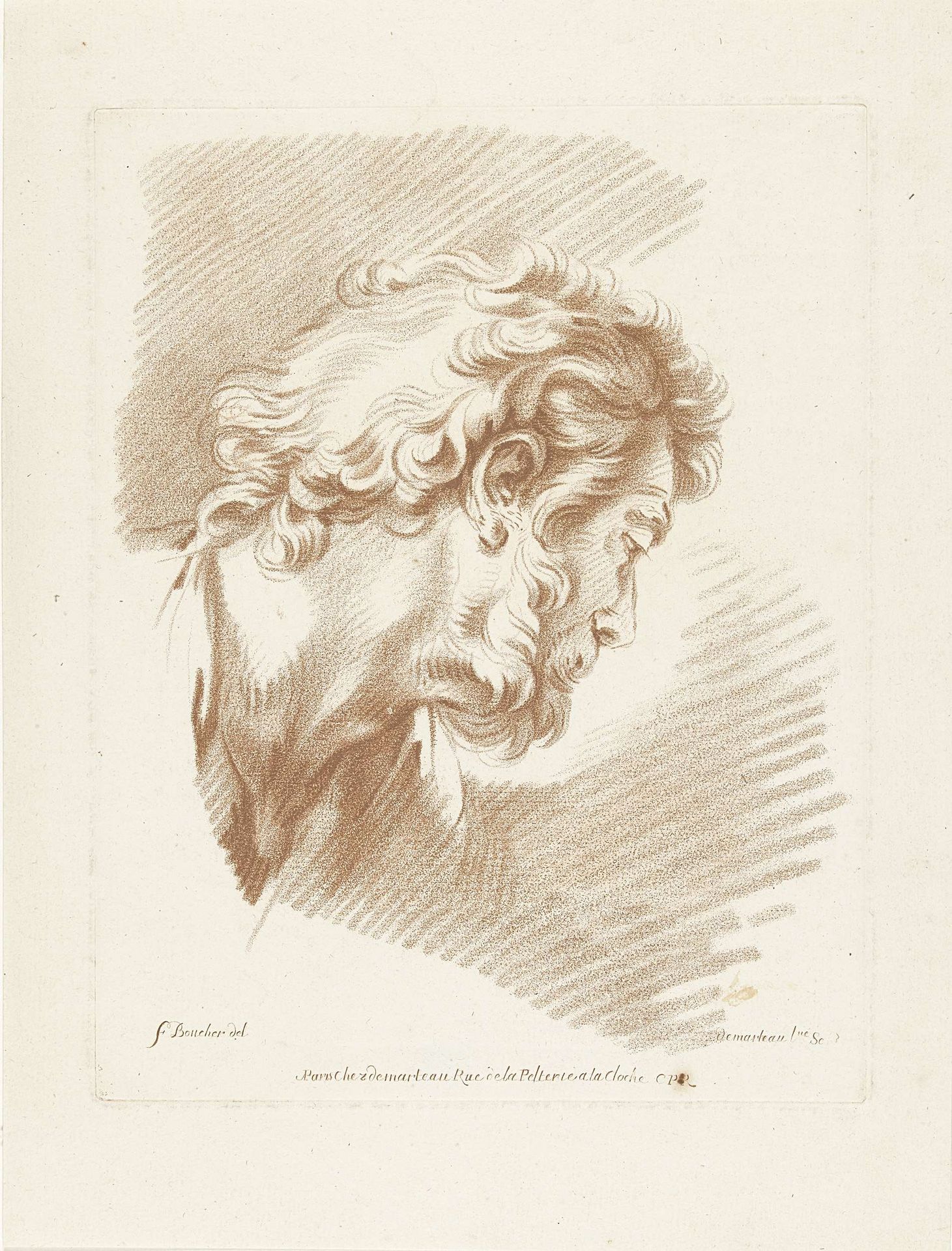 Kop van man met baard naar rechts by Gilles Demarteau