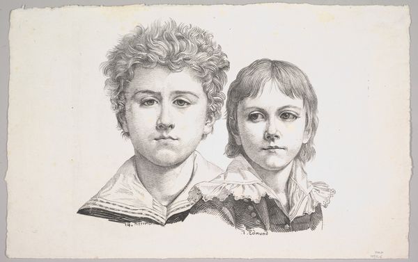 Portrait of the Rabe Children:  Hermann, age 14 and Edmond, age 7; verso:  proof before corrections of small faults in the images