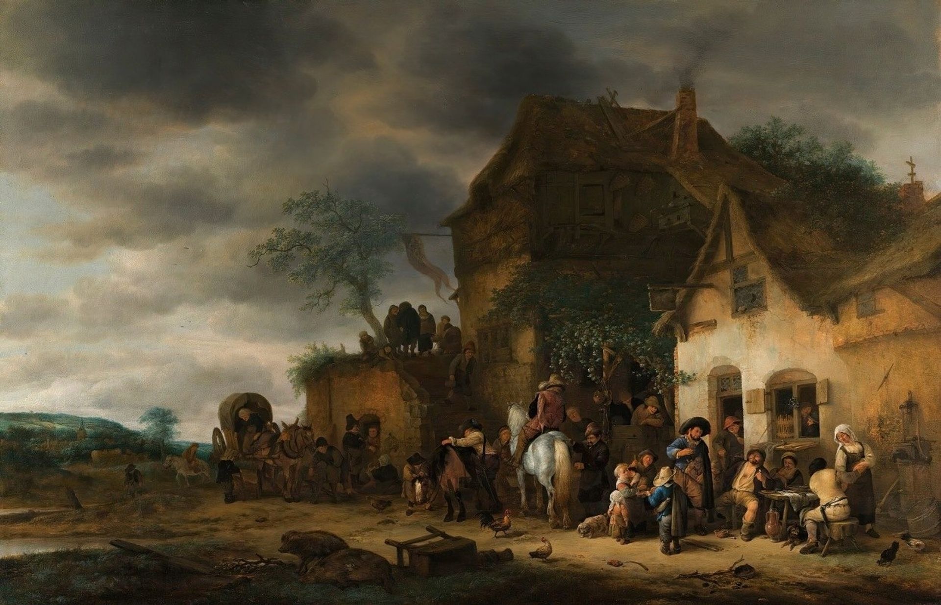 Travellers Halted At A Country Inn by Adriaen van Ostade