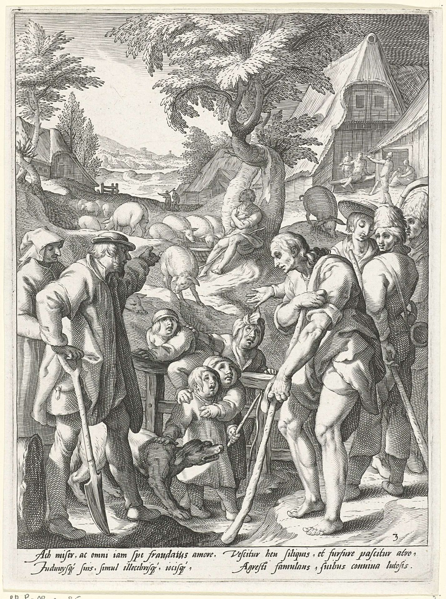De verloren zoon als bedelaar weggestuurd by Jacob Matham